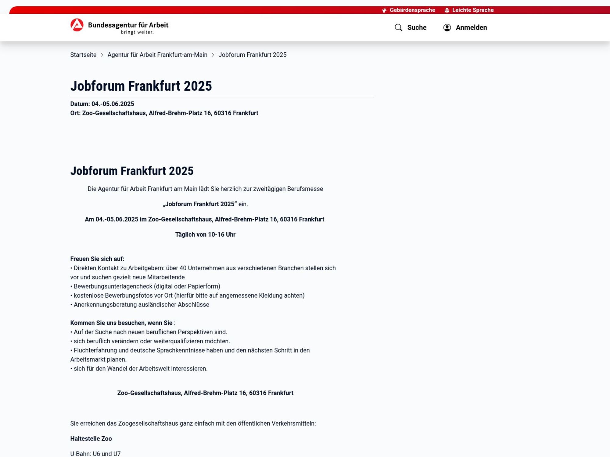 Jobforum Frankfurt 2025 screenshot