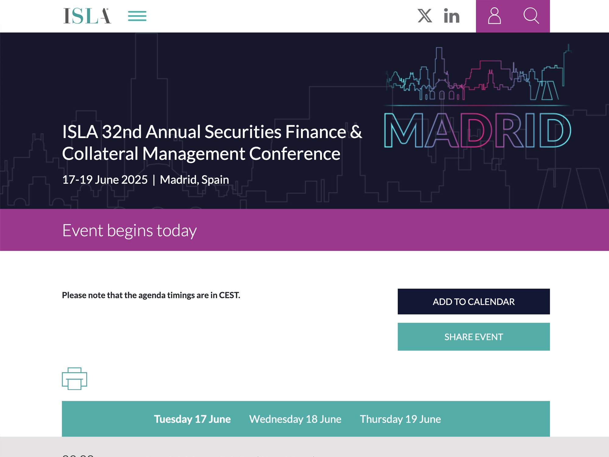ISLA 32nd Annual Securities Finance & Collateral Management Conference screenshot