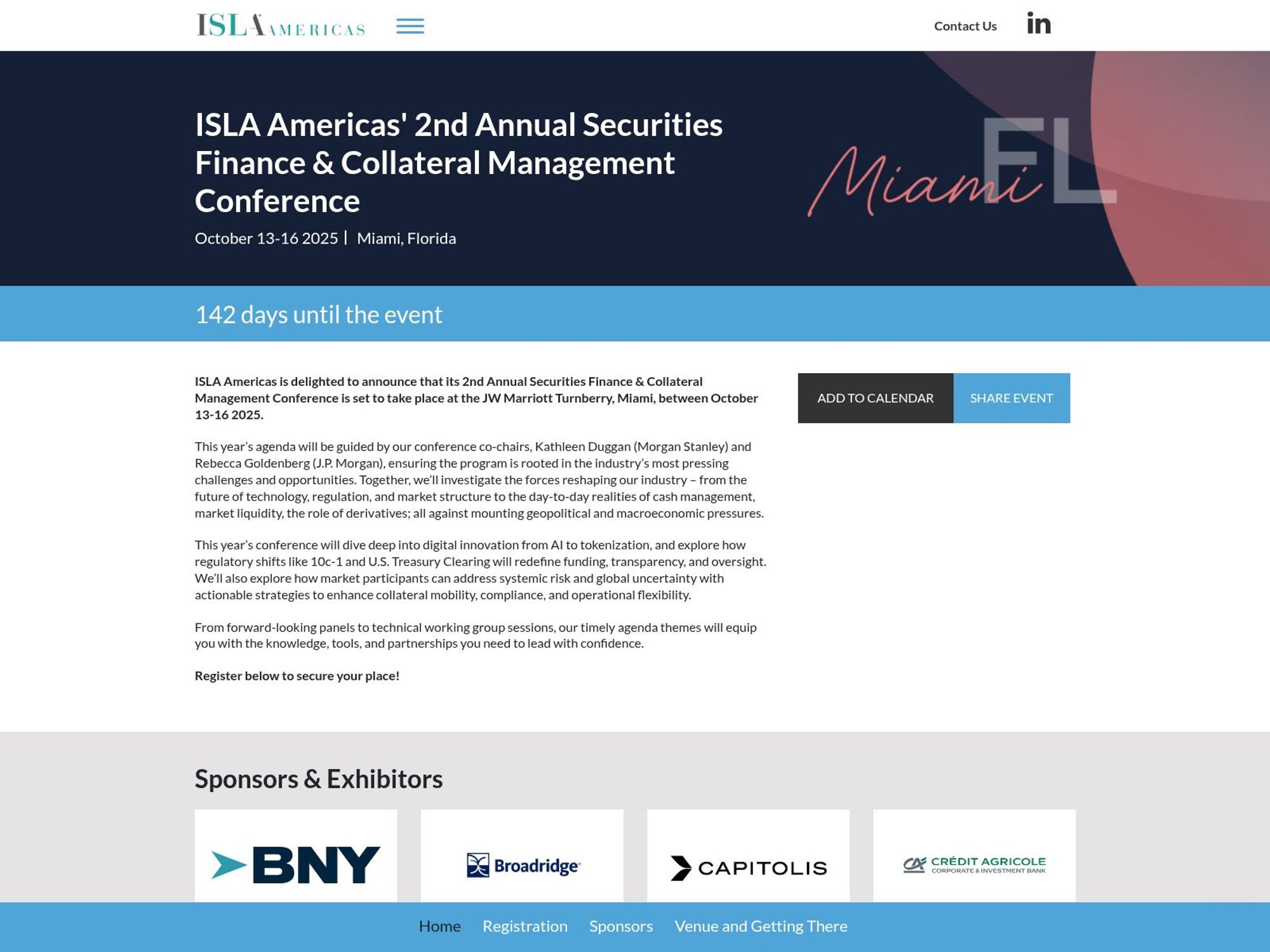 ISLA Americas' 2nd Annual Securities Finance & Collateral Management Conference screenshot