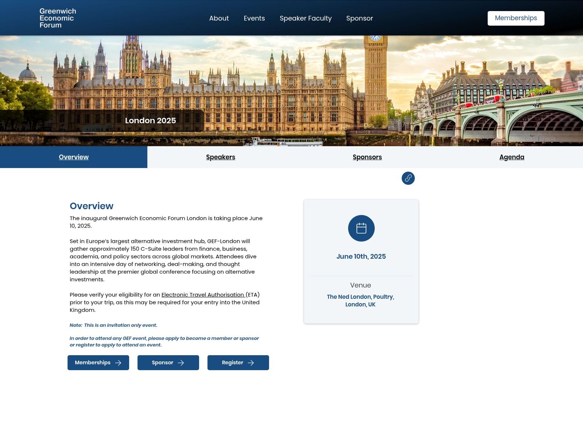 Greenwich Economic Forum London 2025 screenshot