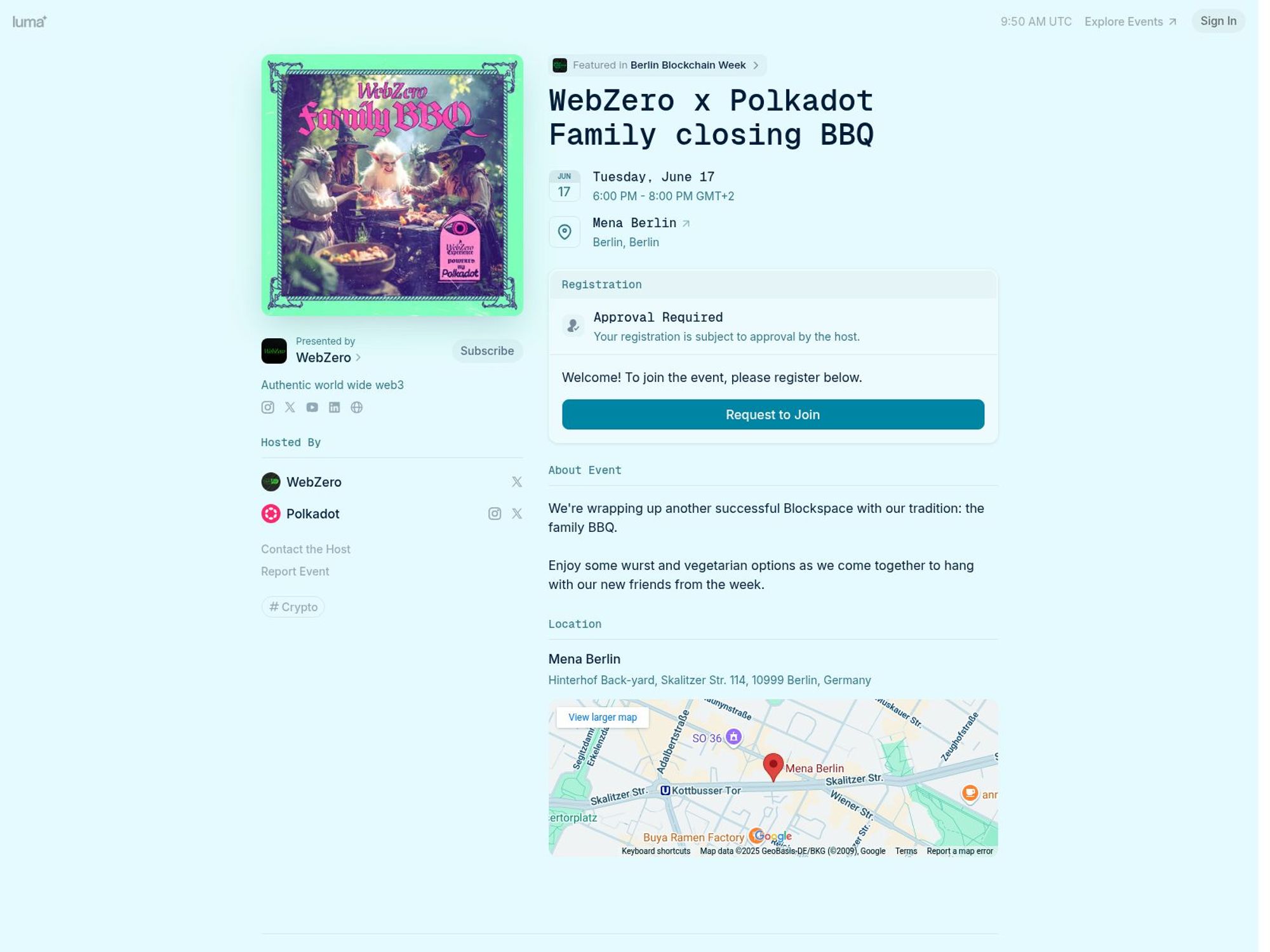WebZero x Polkadot Family closing BBQ screenshot