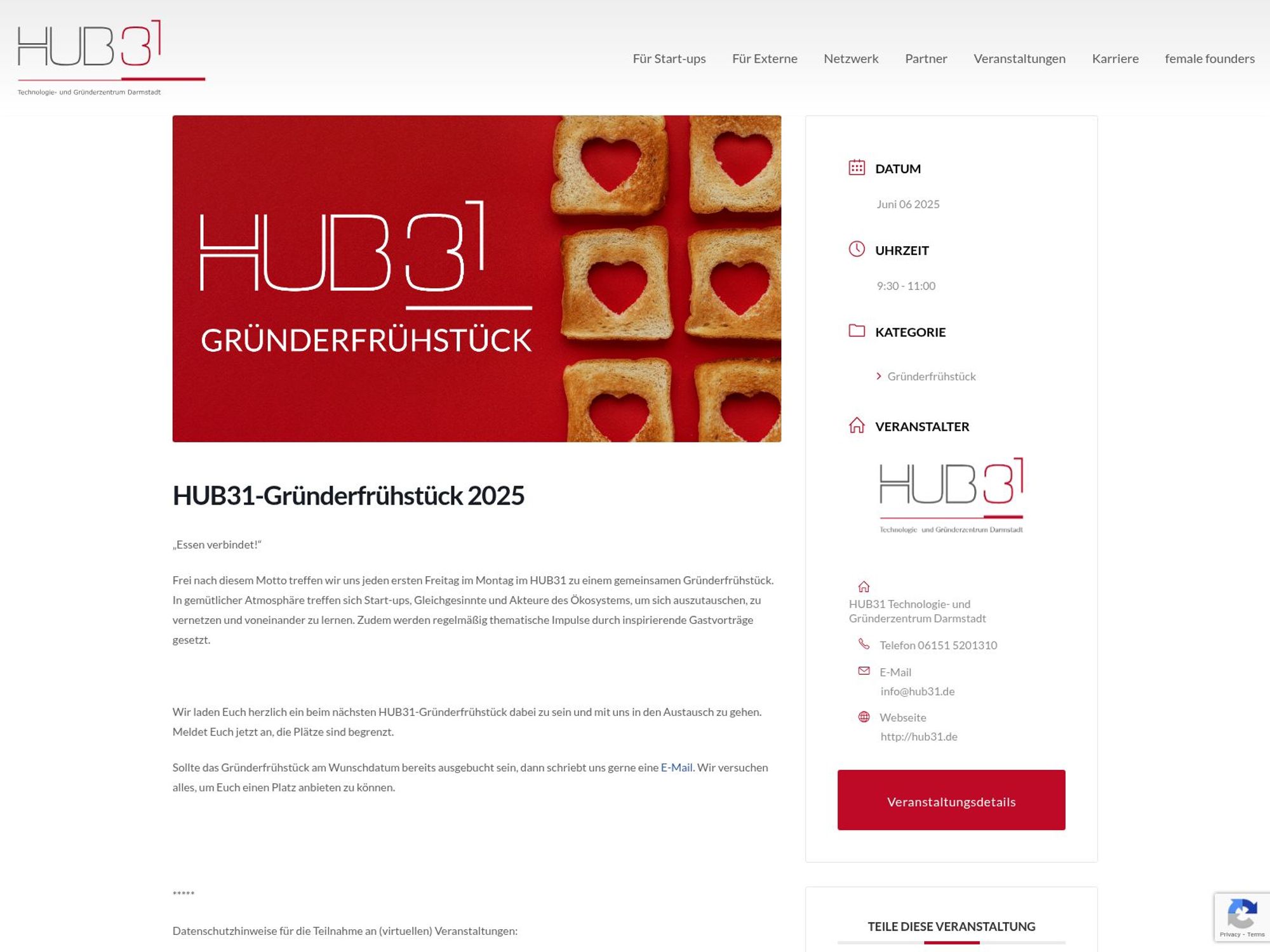 HUB31-Gründerfrühstück 2025 screenshot