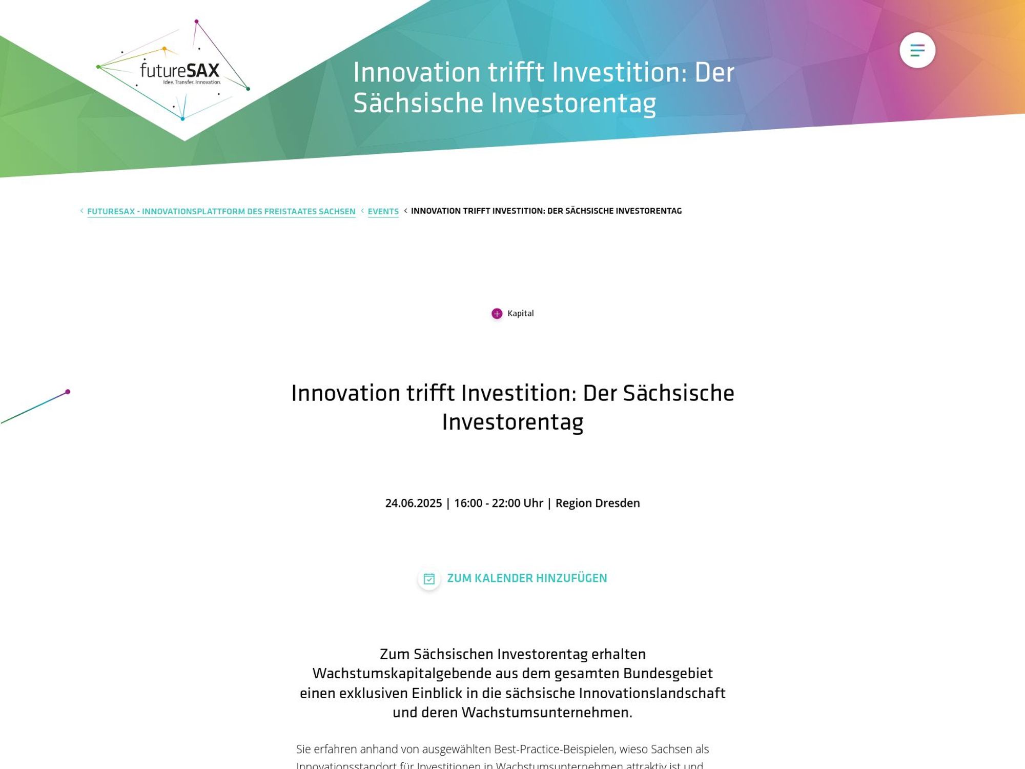 Sächsischer Investorentag 2025 screenshot