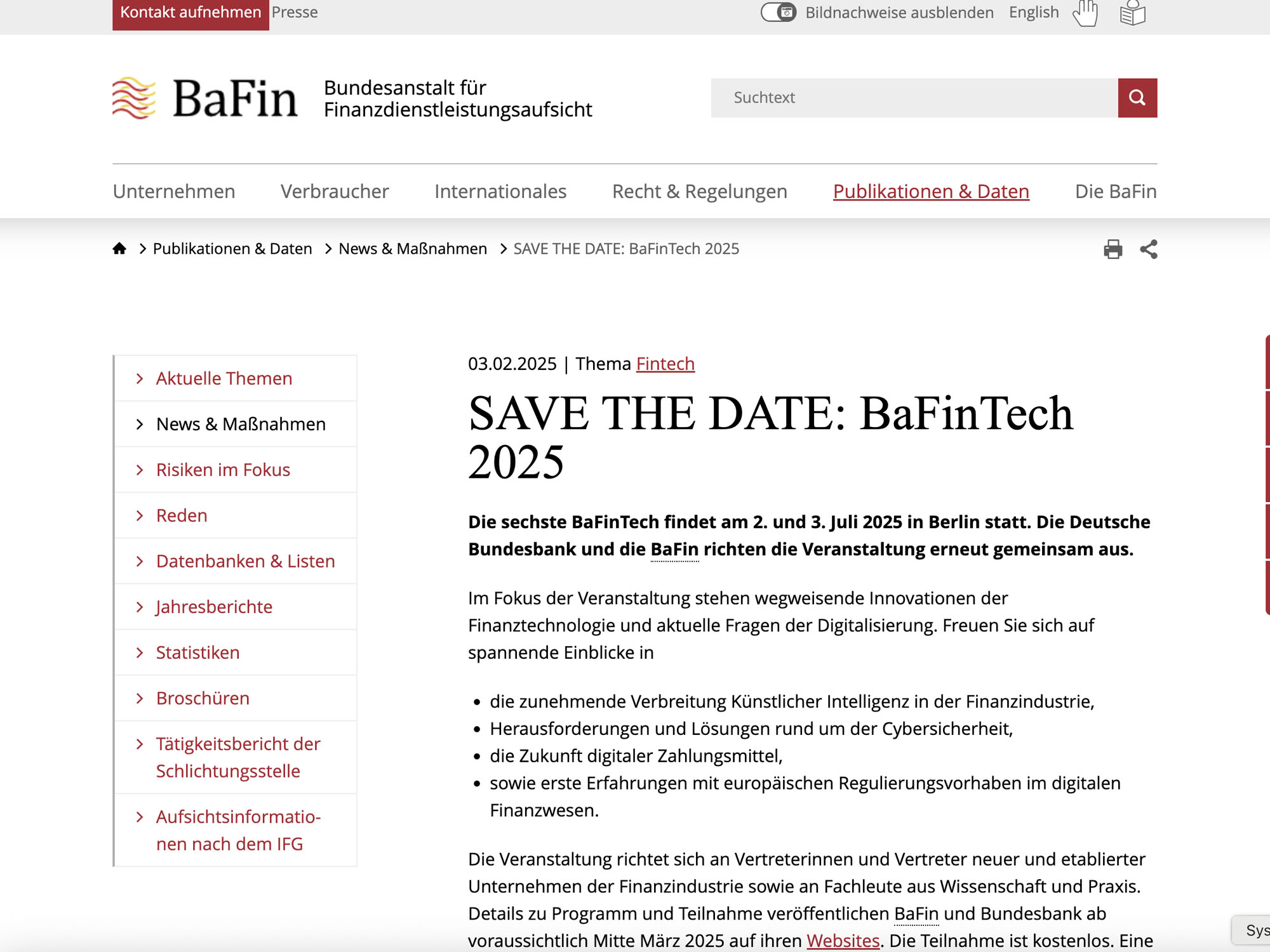 Bafin: BaFinTech 2025 screenshot