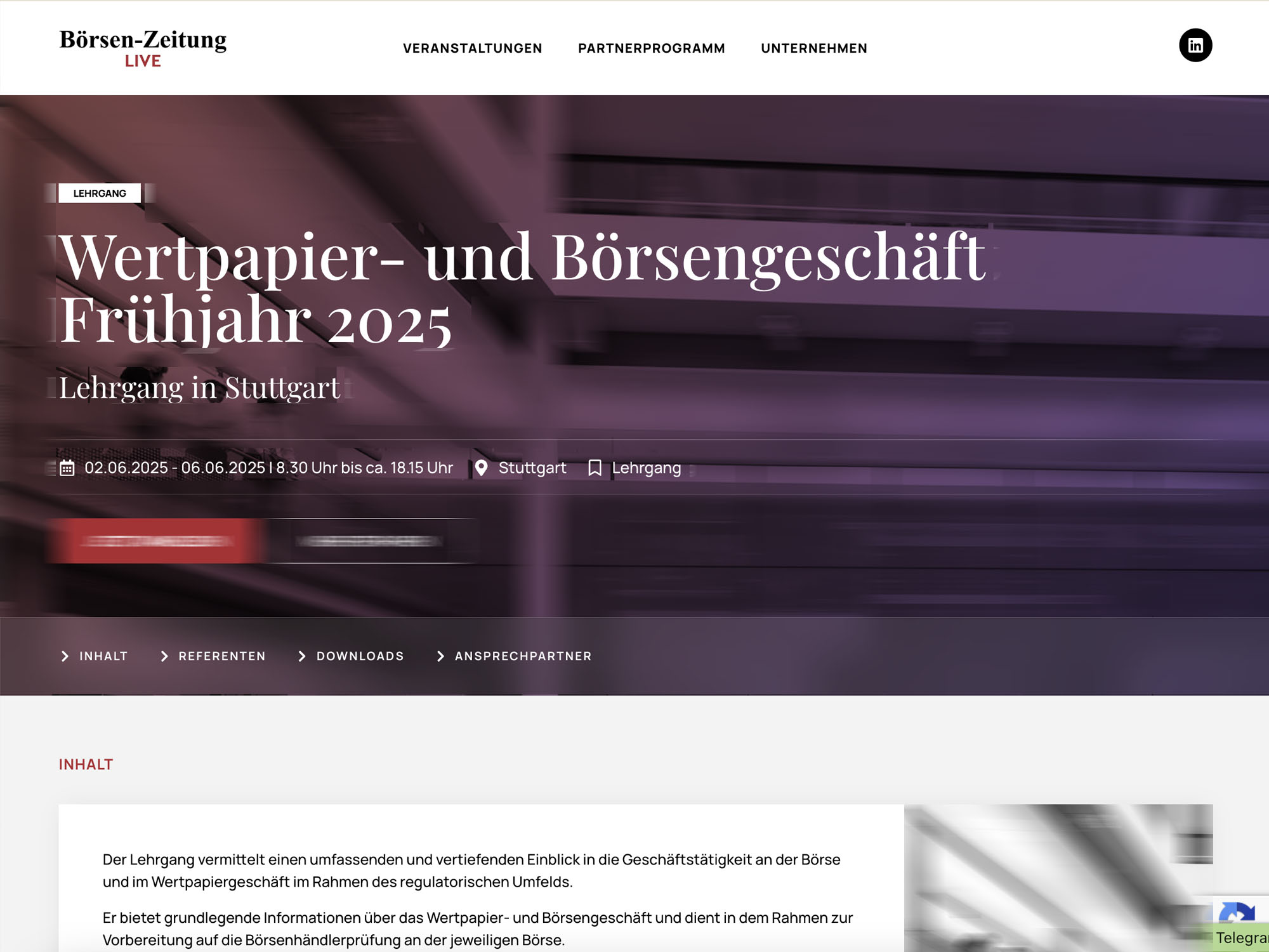 Wertpapier- und Börsengeschäft Frühjahr 2025 screenshot