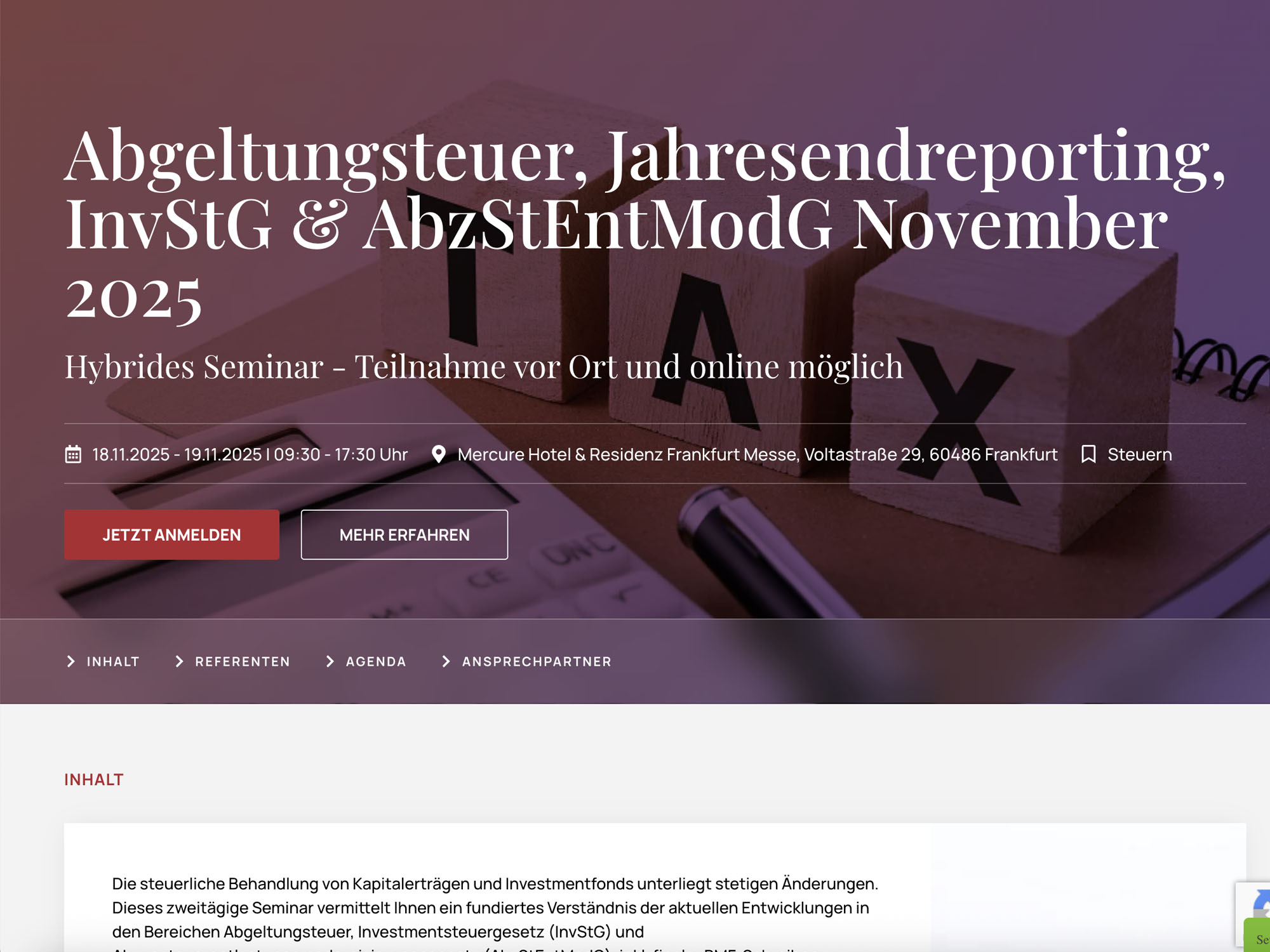 Abgeltungsteuer, Jahresendreporting, InvStG & AbzStEntModG November 2025 screenshot