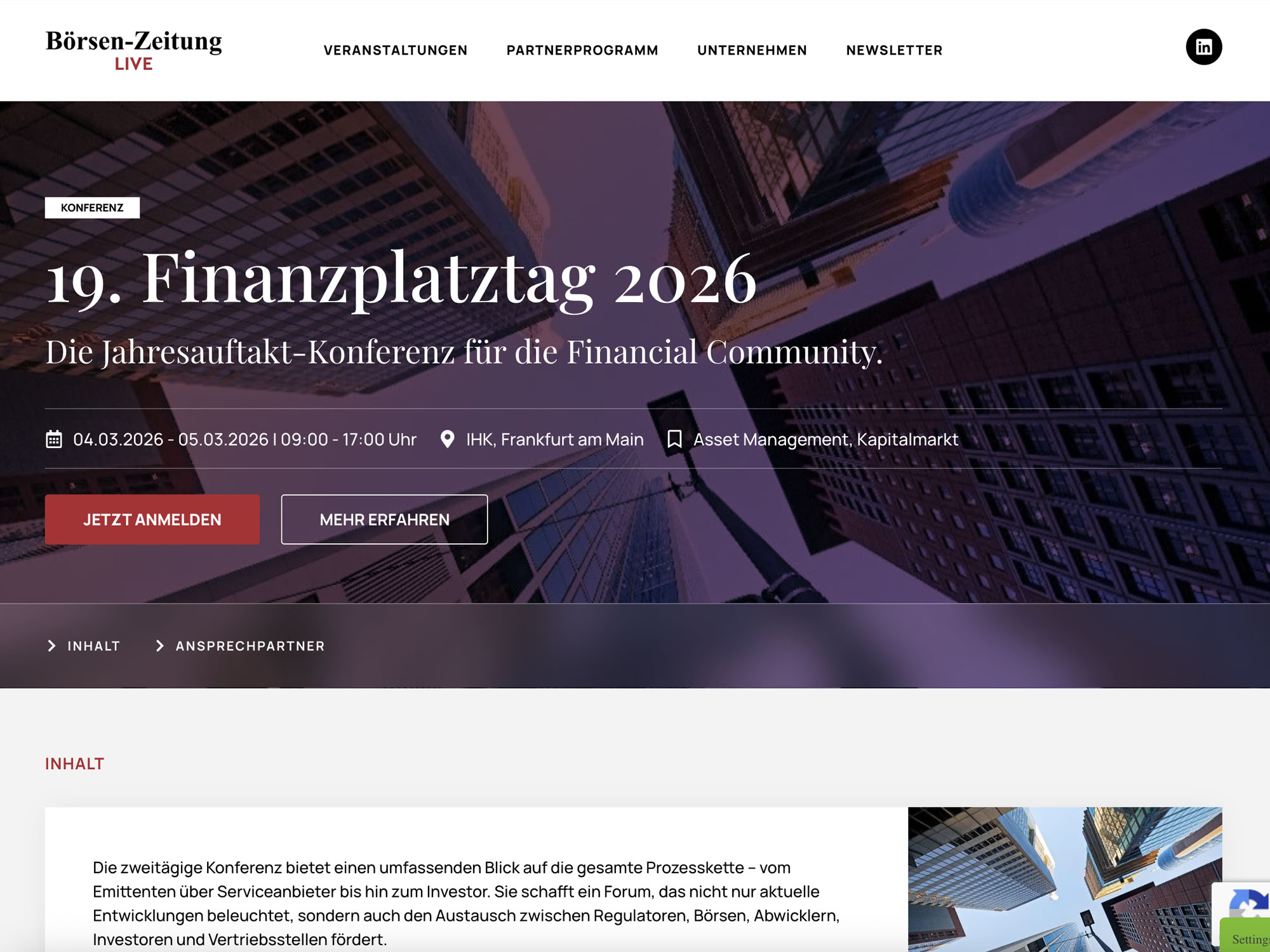 19. Finanzplatztag 2026 screenshot