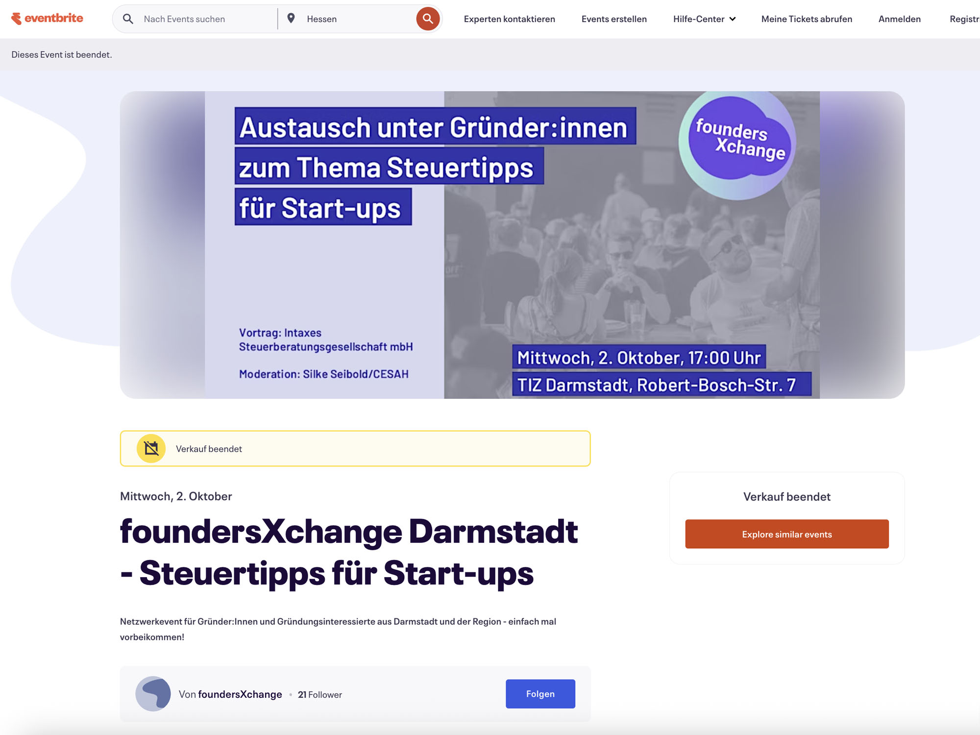 foundersXchange Darmstadt - Steuertipps für Start-ups screenshot