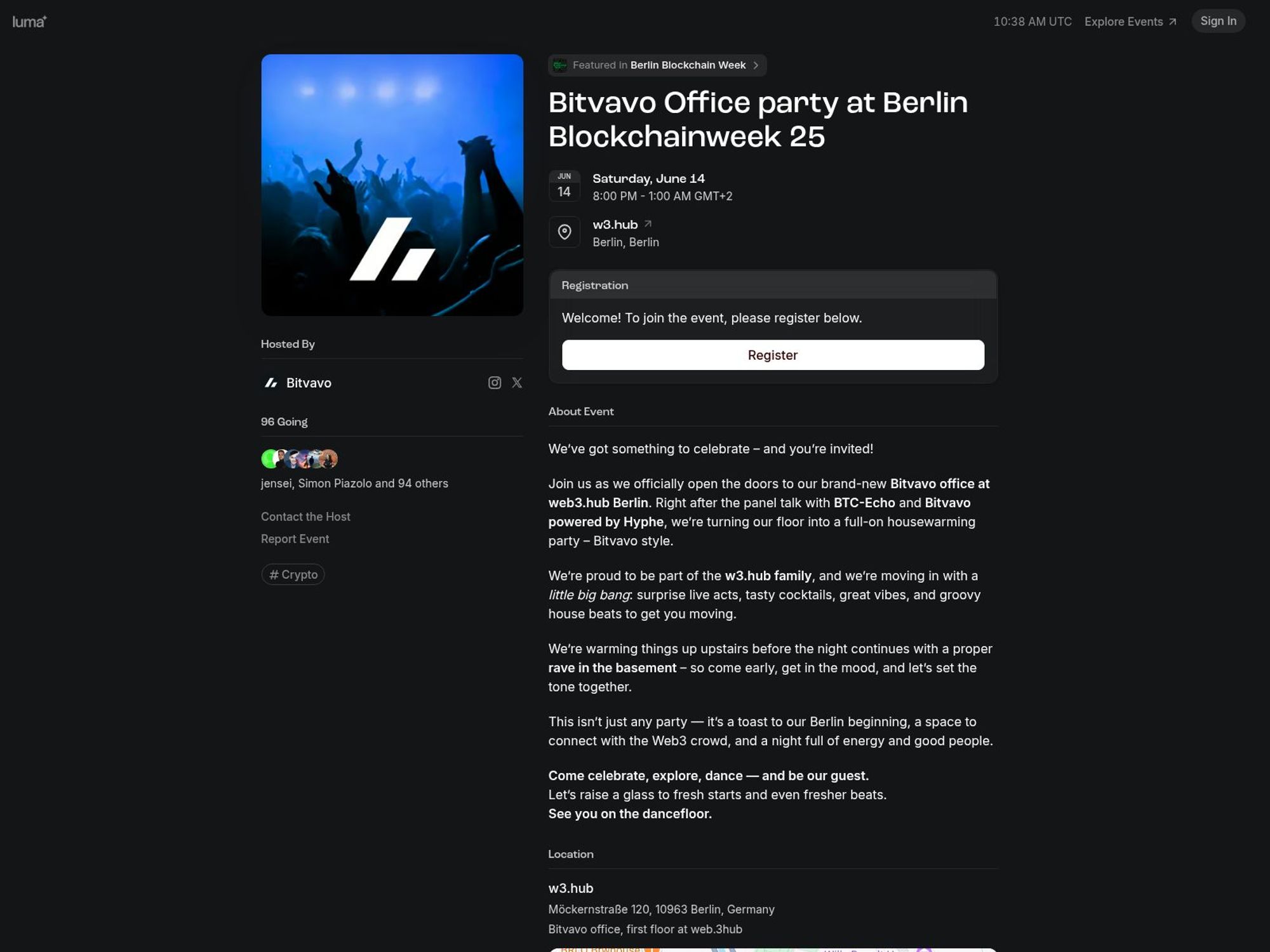 Bitvavo Office party at Berlin Blockchainweek 25 screenshot