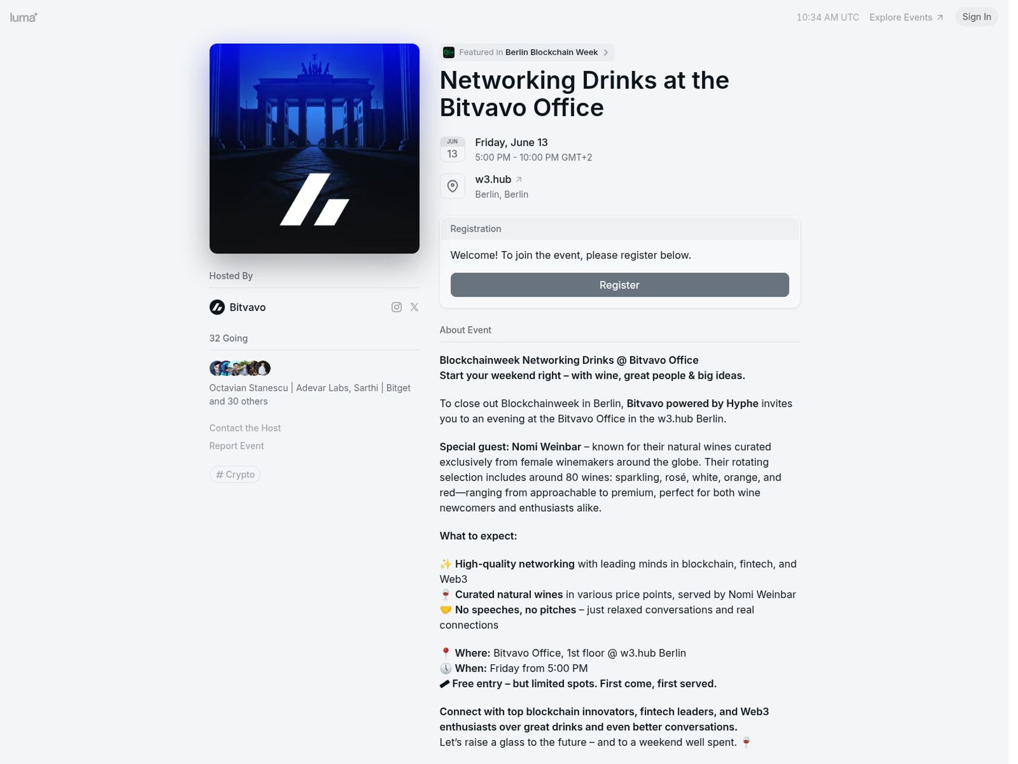 Networking Drinks at the Bitvavo Office screenshot