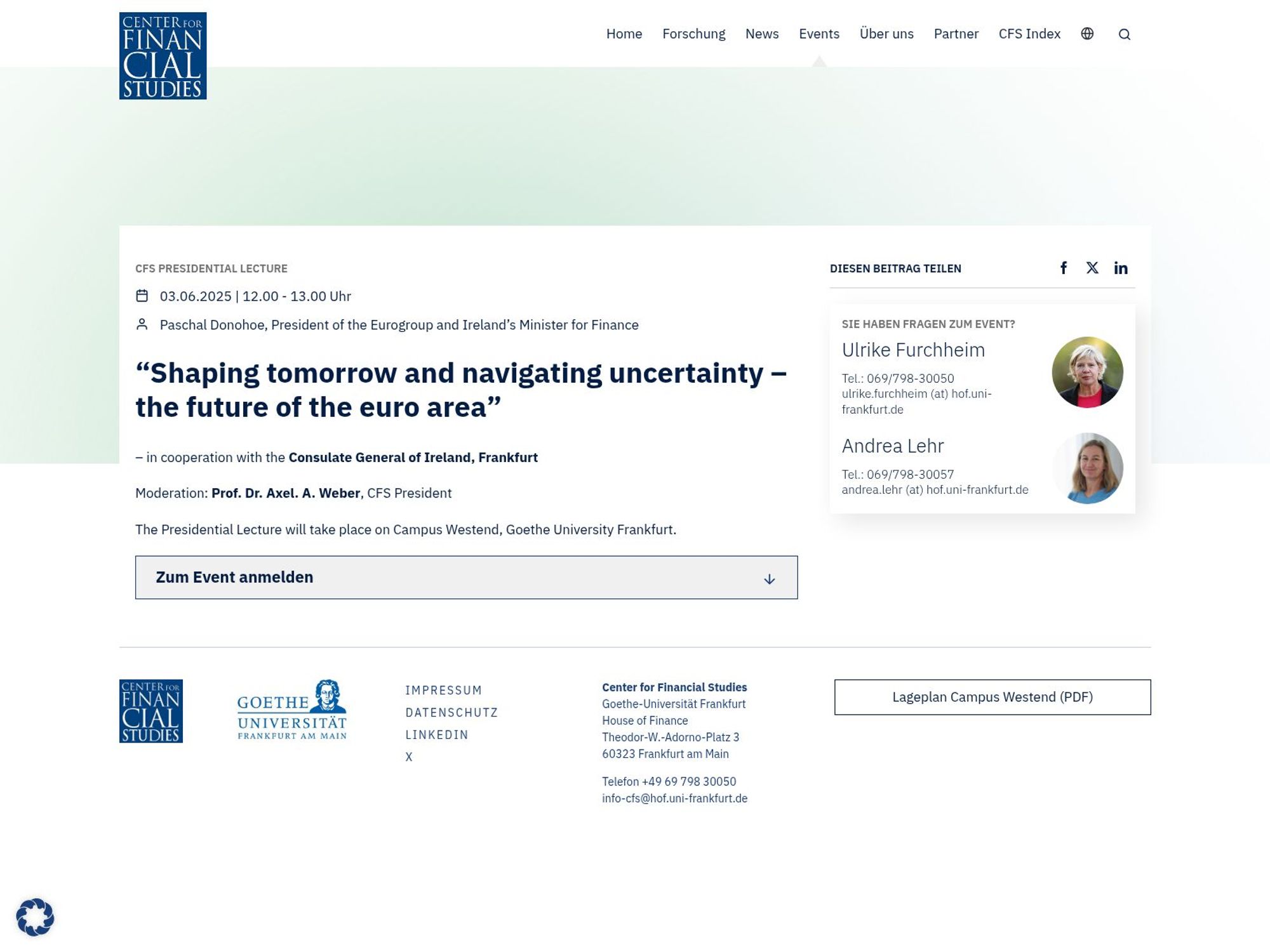 “Shaping tomorrow and navigating uncertainty – the future of the euro area” screenshot