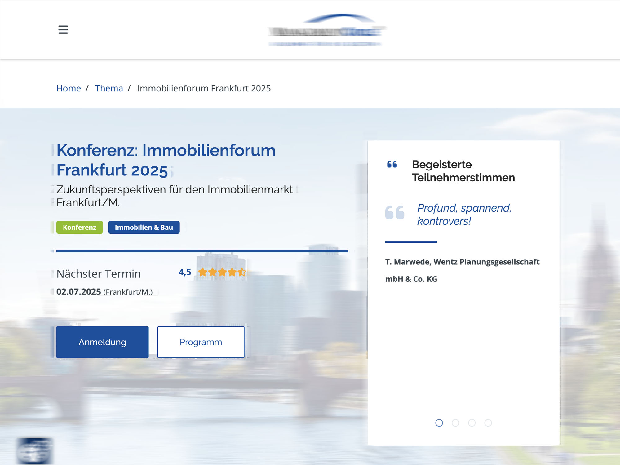 Konferenz: Immobilienforum Frankfurt 2025 screenshot