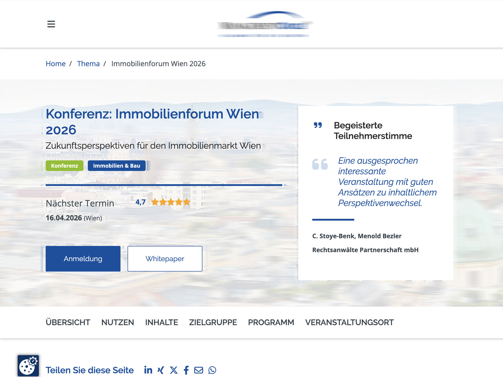 Konferenz: Immobilienforum Wien 2026 screenshot