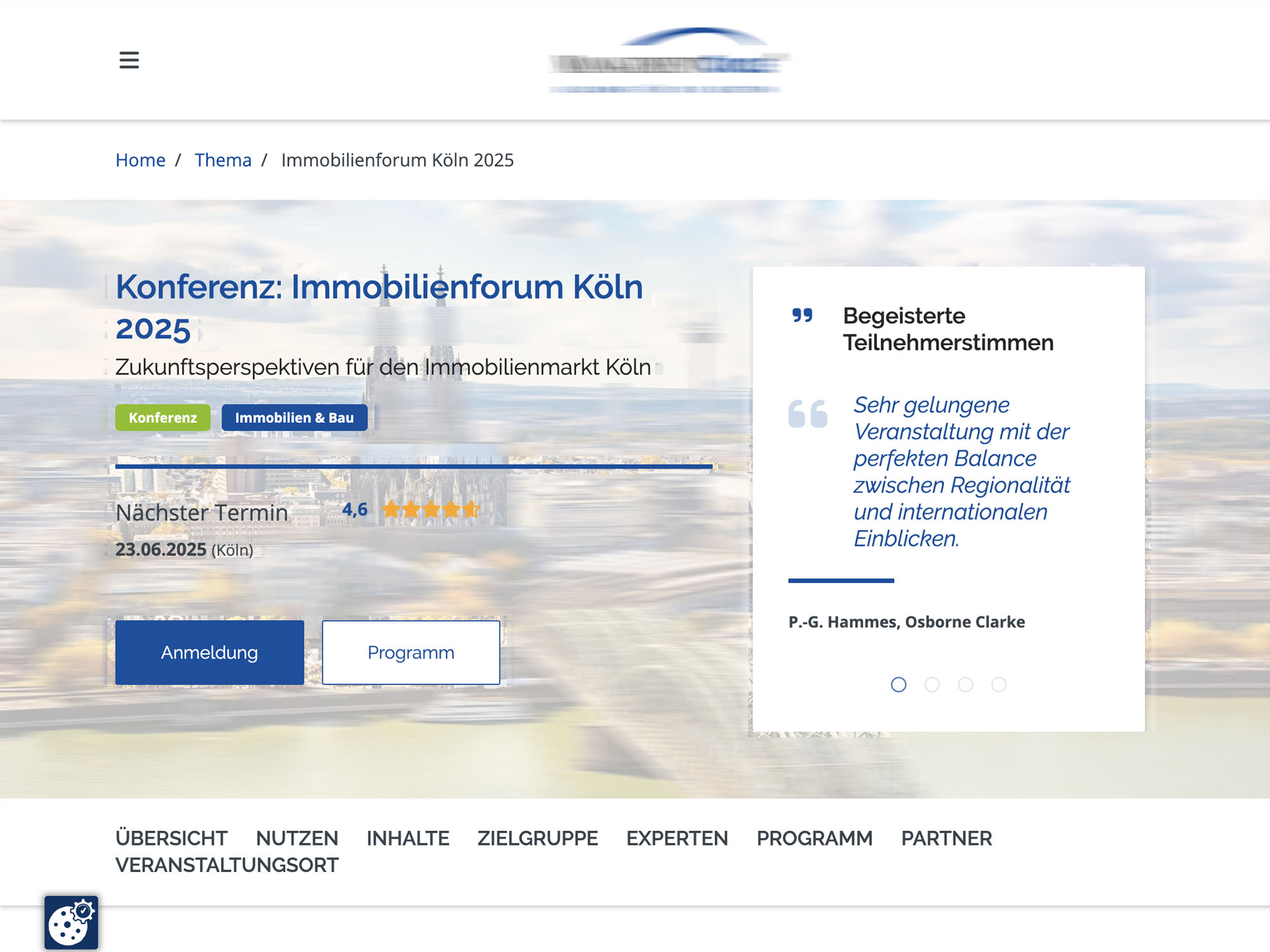 Konferenz: Immobilienforum Köln 2025 screenshot