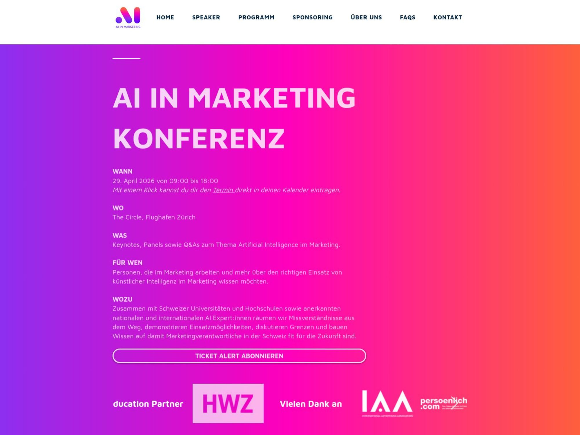 AI IN MARKETING Konferenz 2026 screenshot
