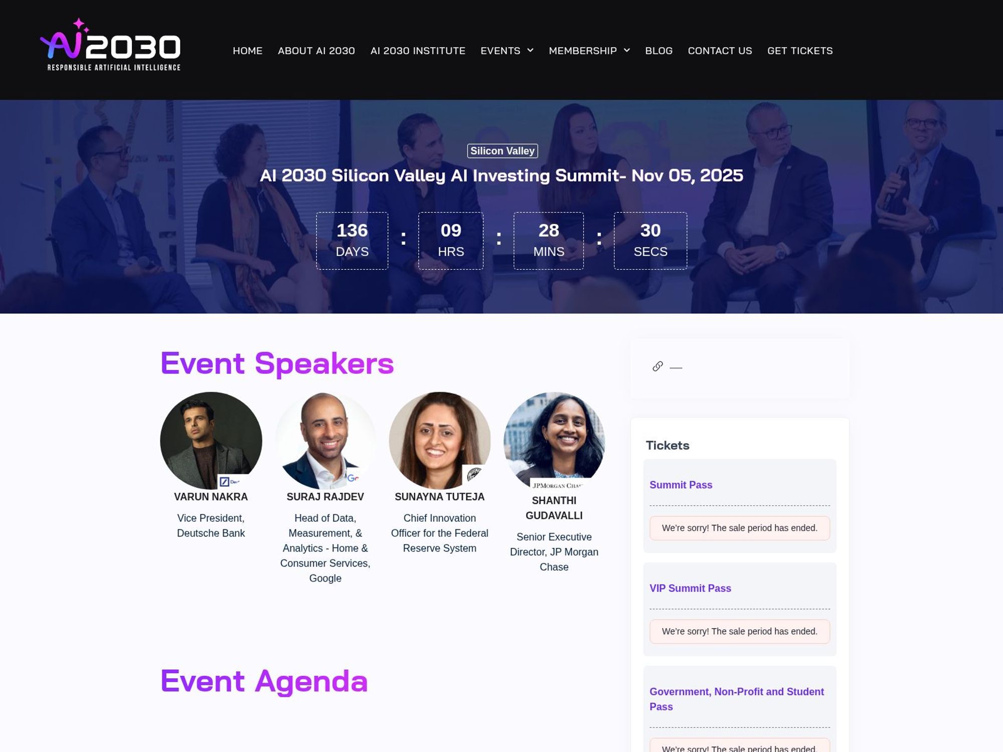 AI 2030 Silicon Valley AI Investing Summit website