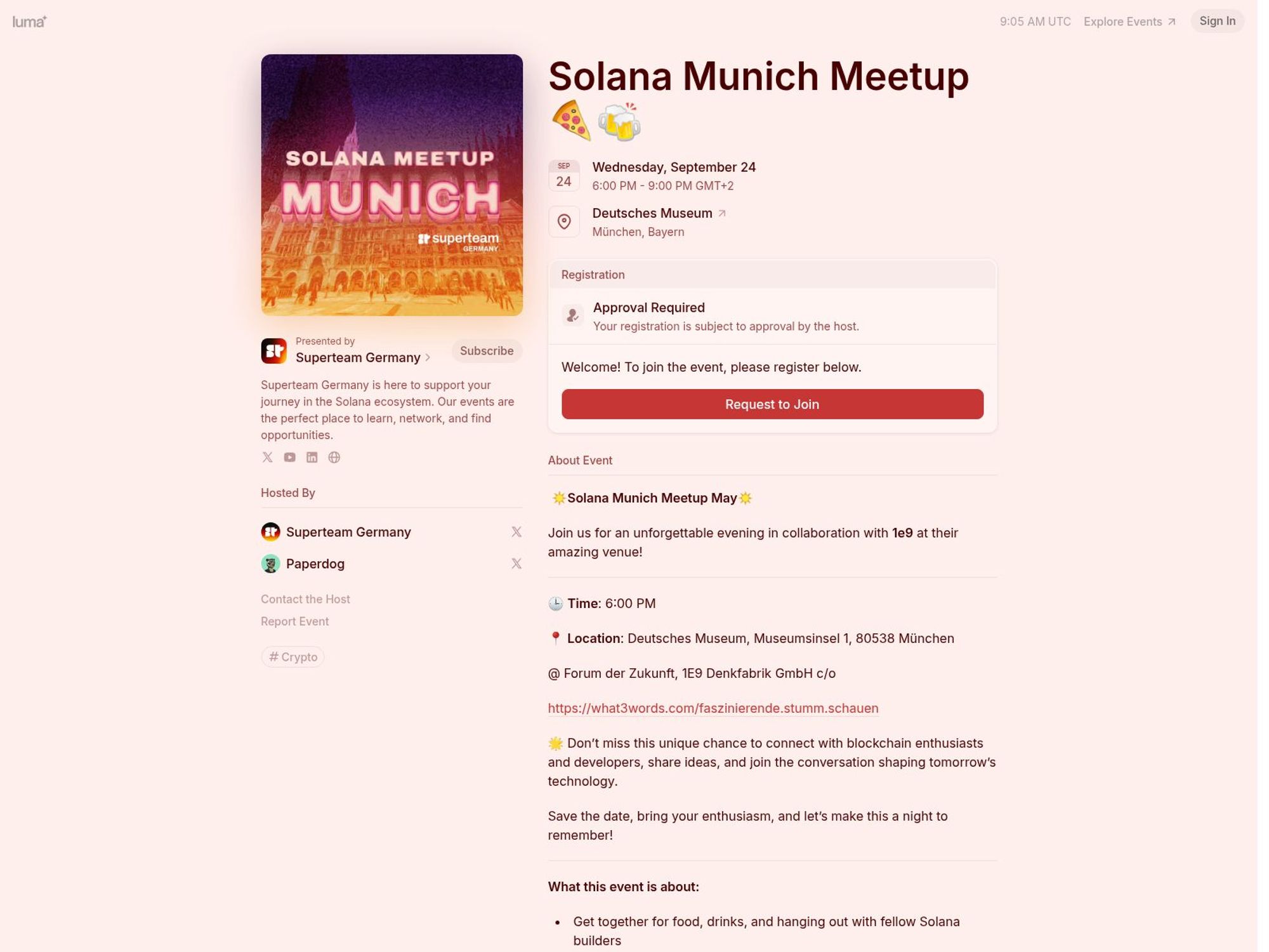 Solana Munich Meetup 🍕 website