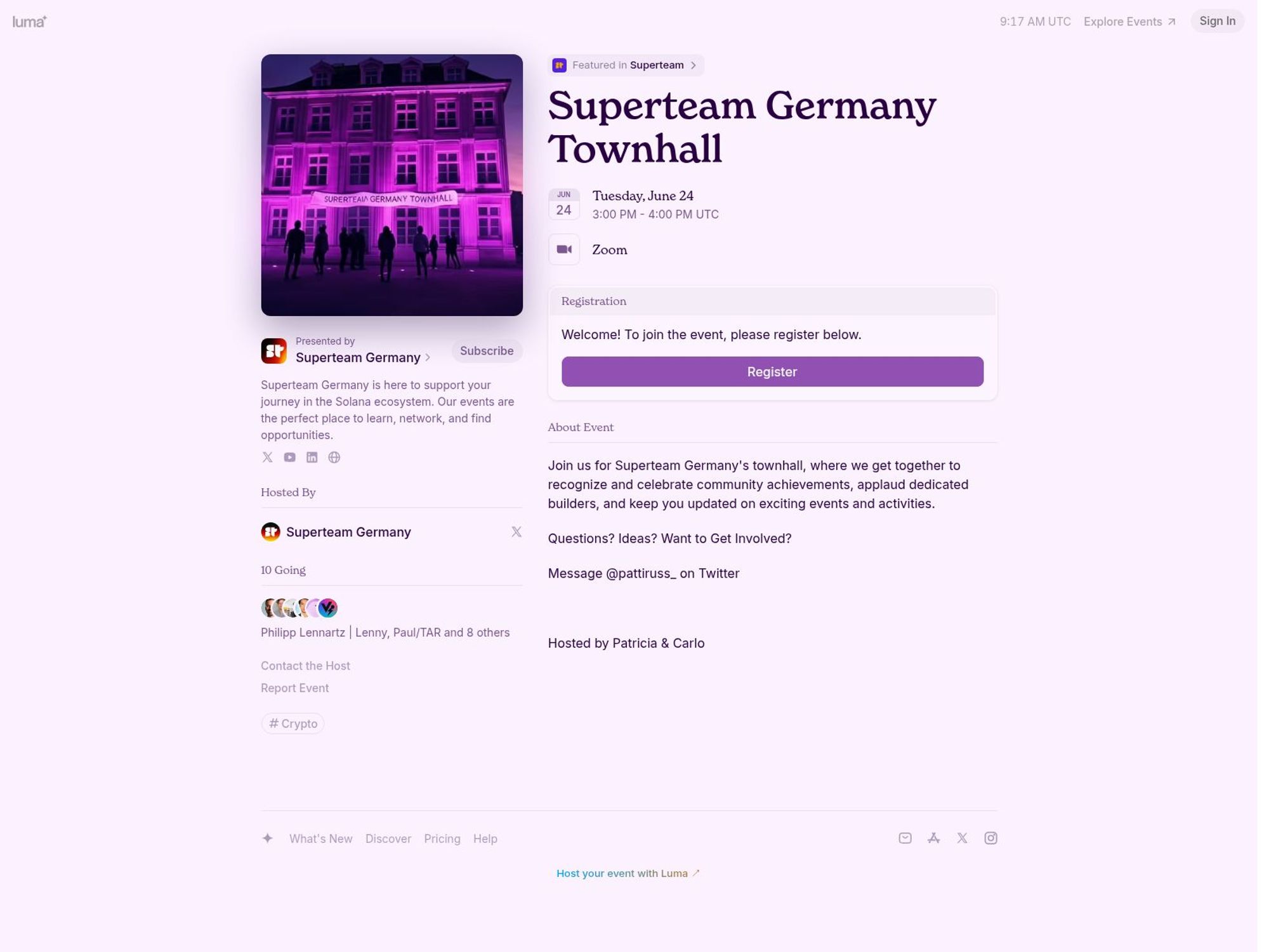 Superteam Germany Townhall screenshot