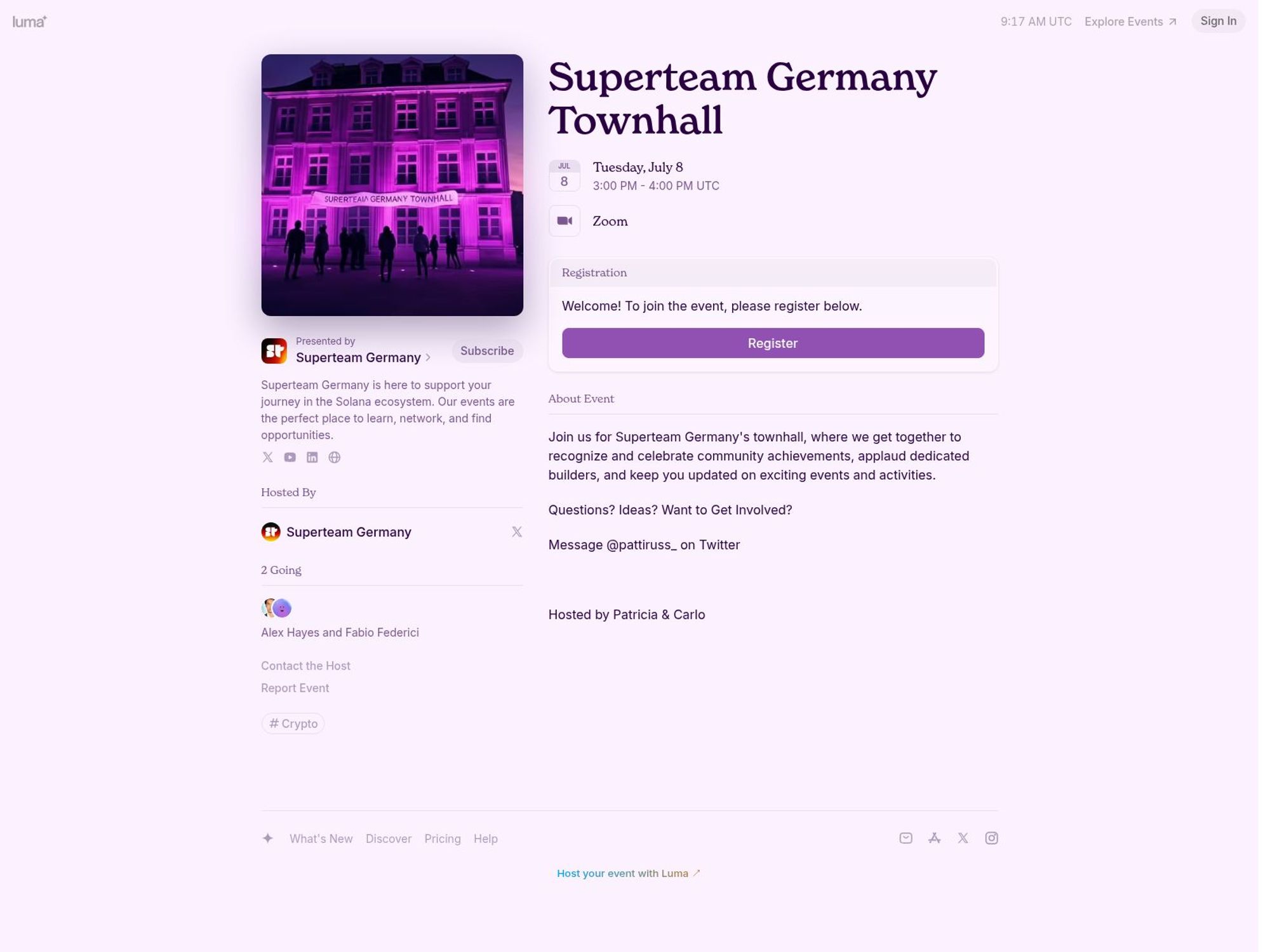 Superteam Germany Townhall website