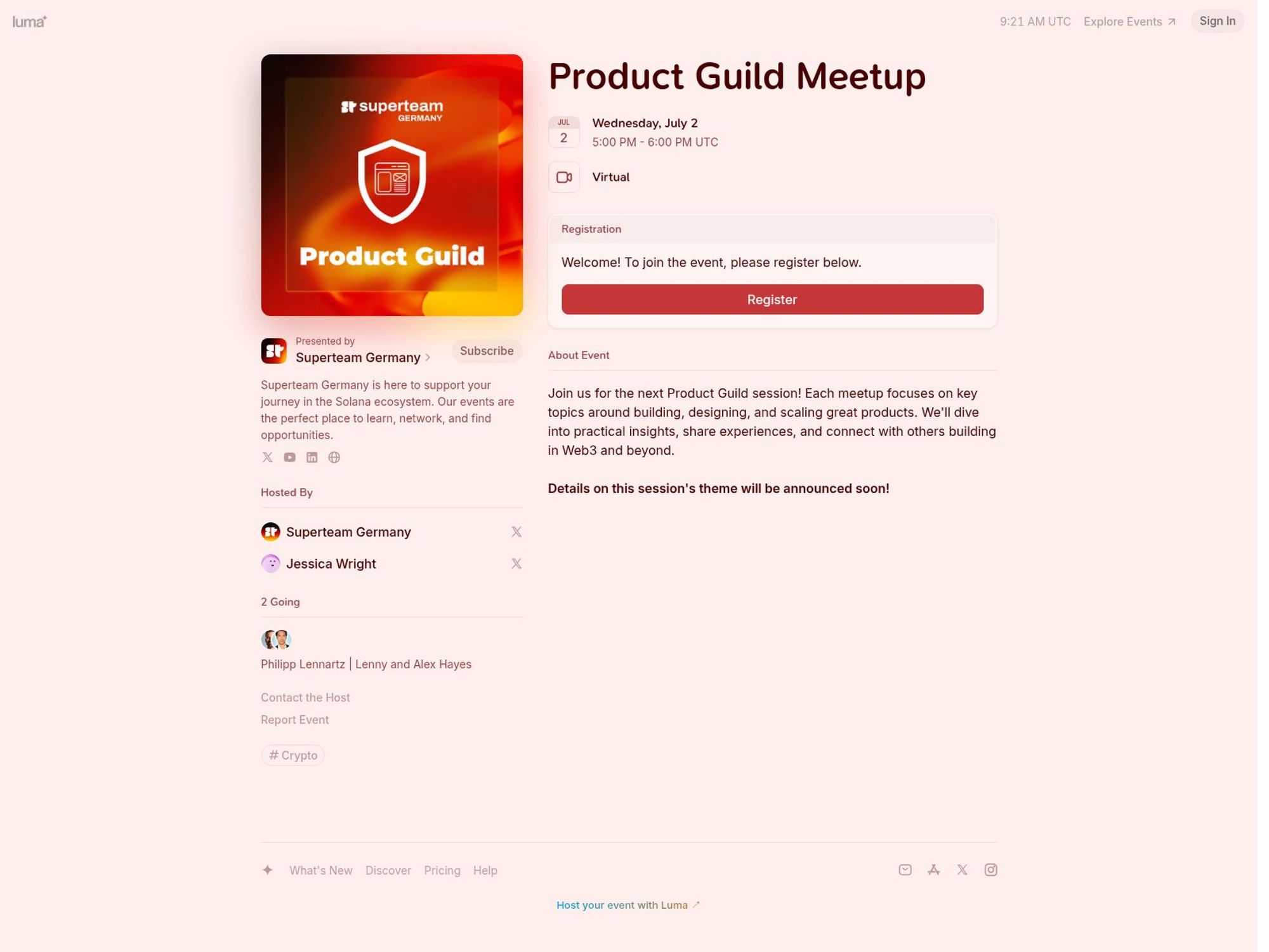 Product Guild Meetup website