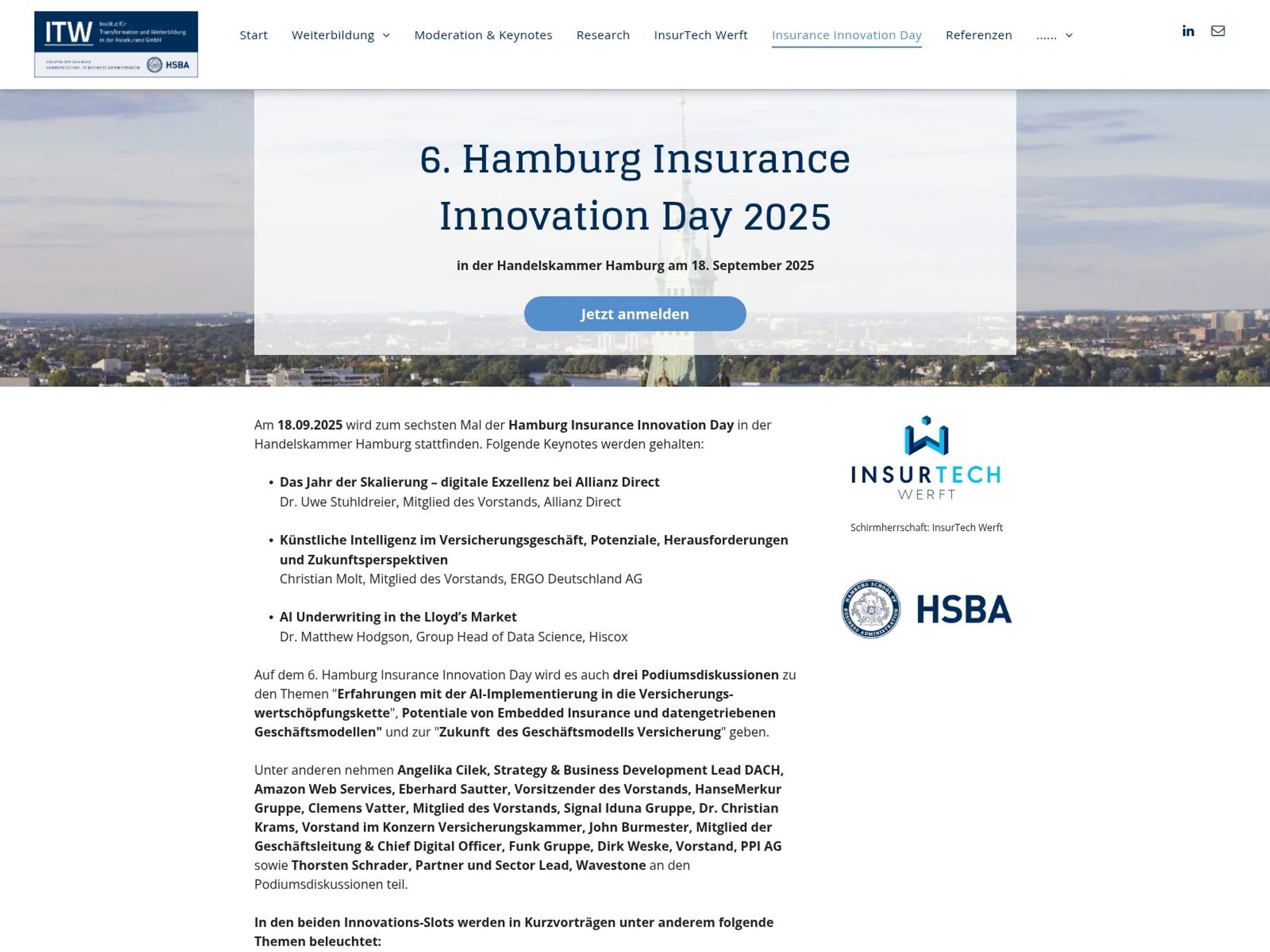 6. Hamburg Insurance Innovation Day (HIID) website