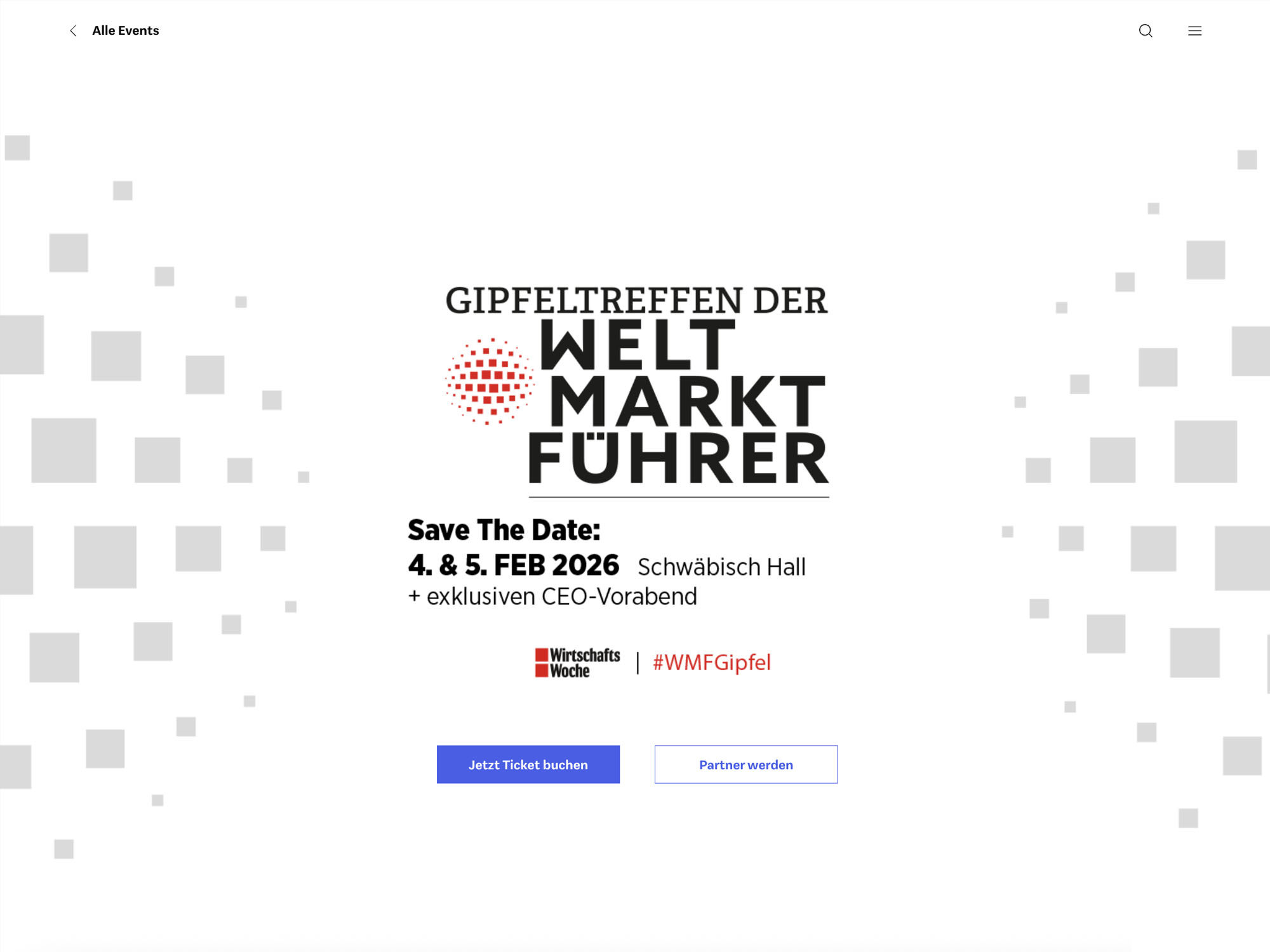 Gipfeltreffen der Weltmarktführer 2026 - WirtschaftsWoche Jahrestagung website