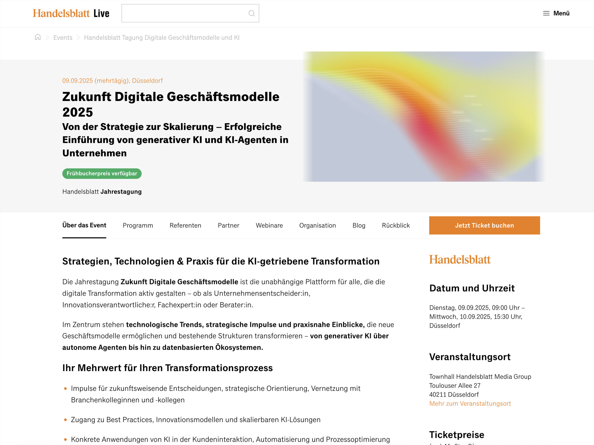 Zukunft Digitale Geschäftsmodelle 2025 - Handelsblatt Jahrestagung website