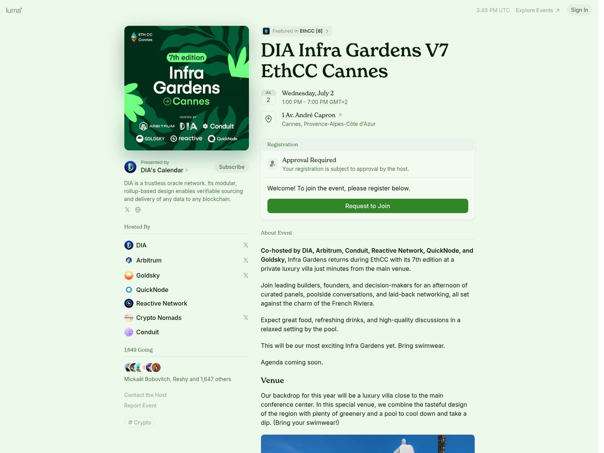 DIA Infra Gardens V7 EthCC Cannes website