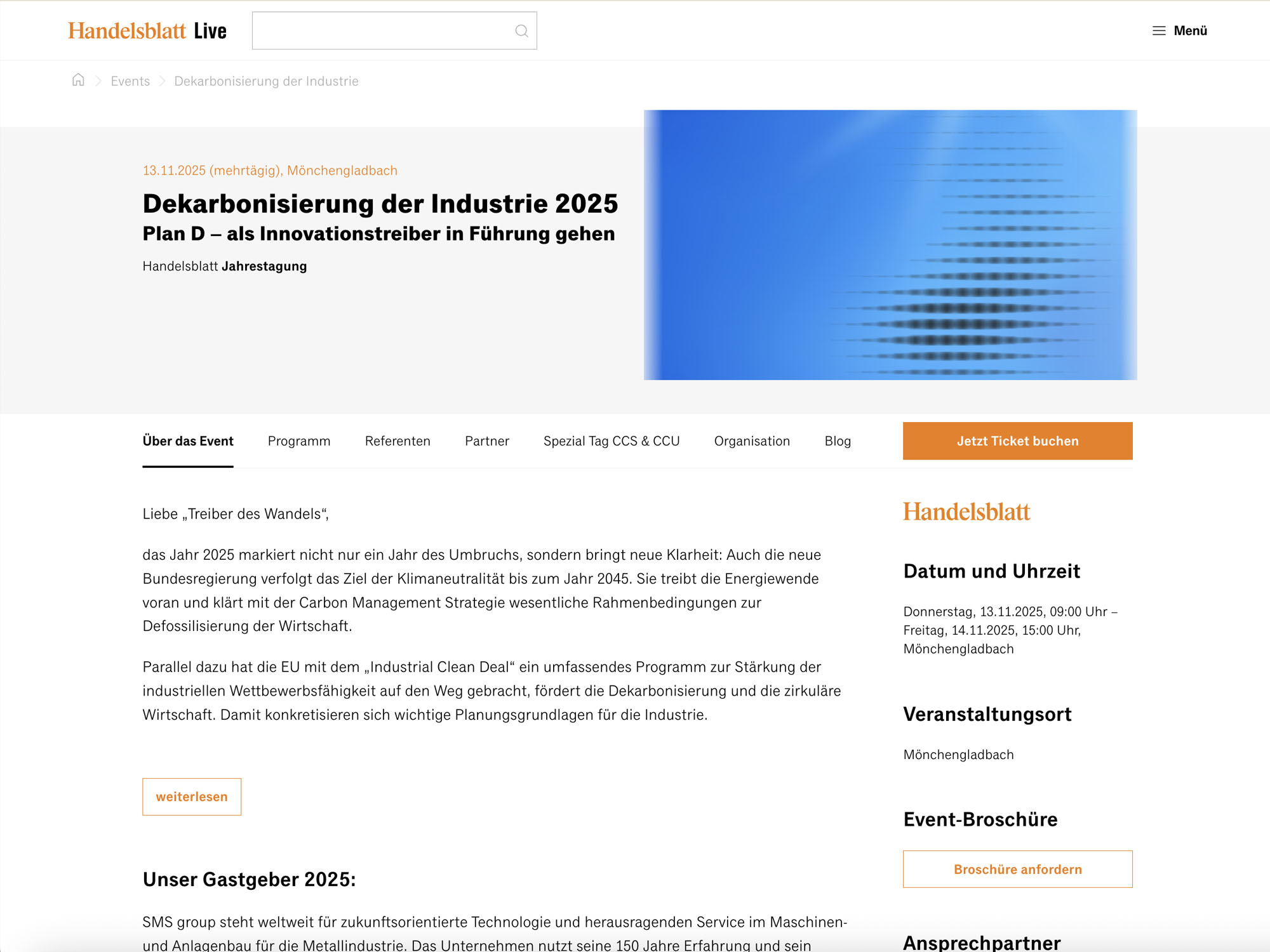 Dekarbonisierung der Industrie 2025 - Handelsblatt Jahrestagung website