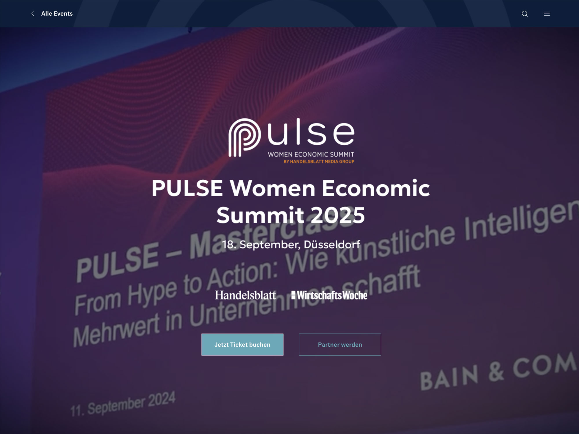 PULSE Women Economic Summit 2025 - Handelsblatt Jahrestagung website