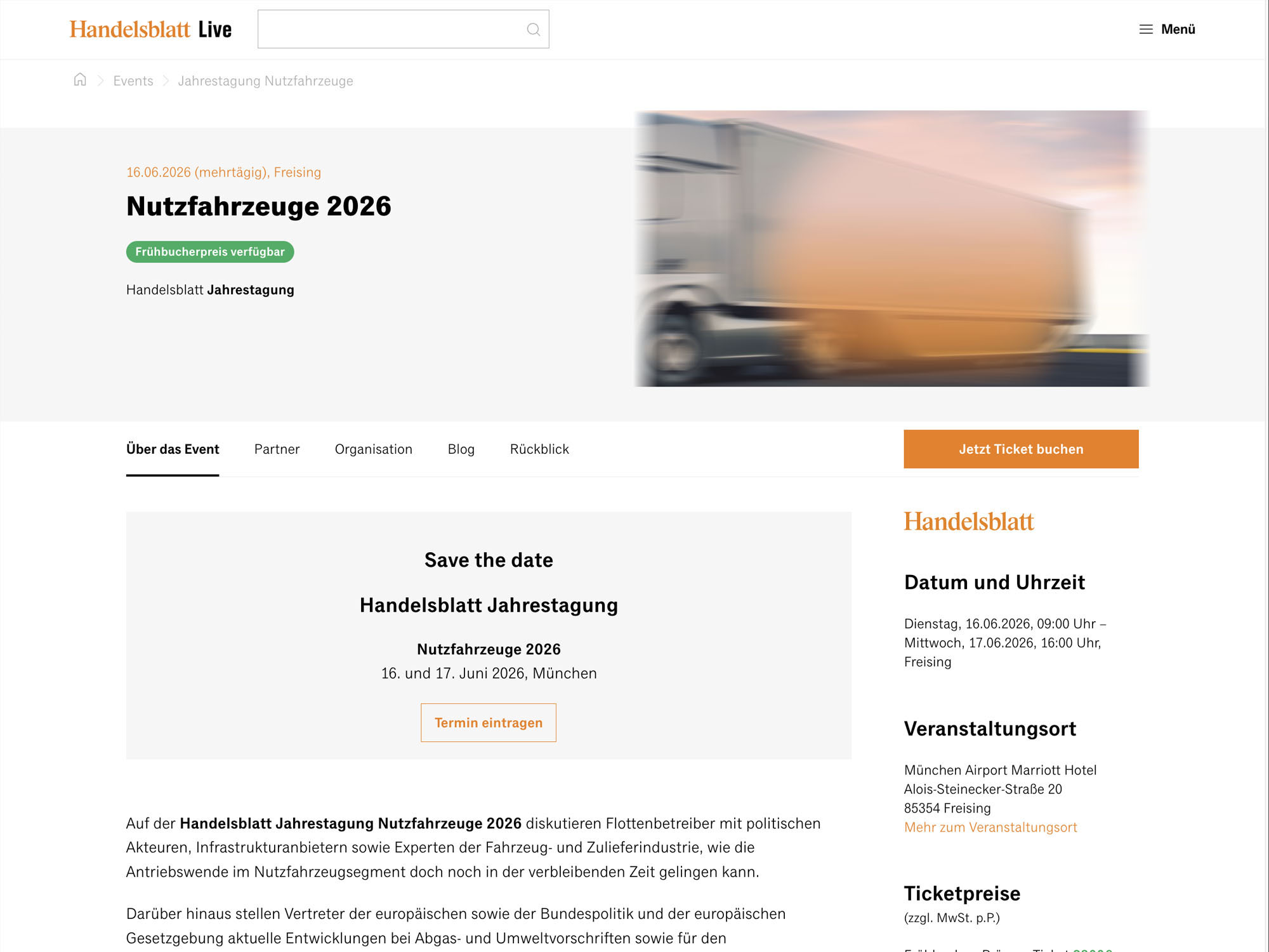 Nutzfahrzeuge 2026 - Handelsblatt Jahrestagung website