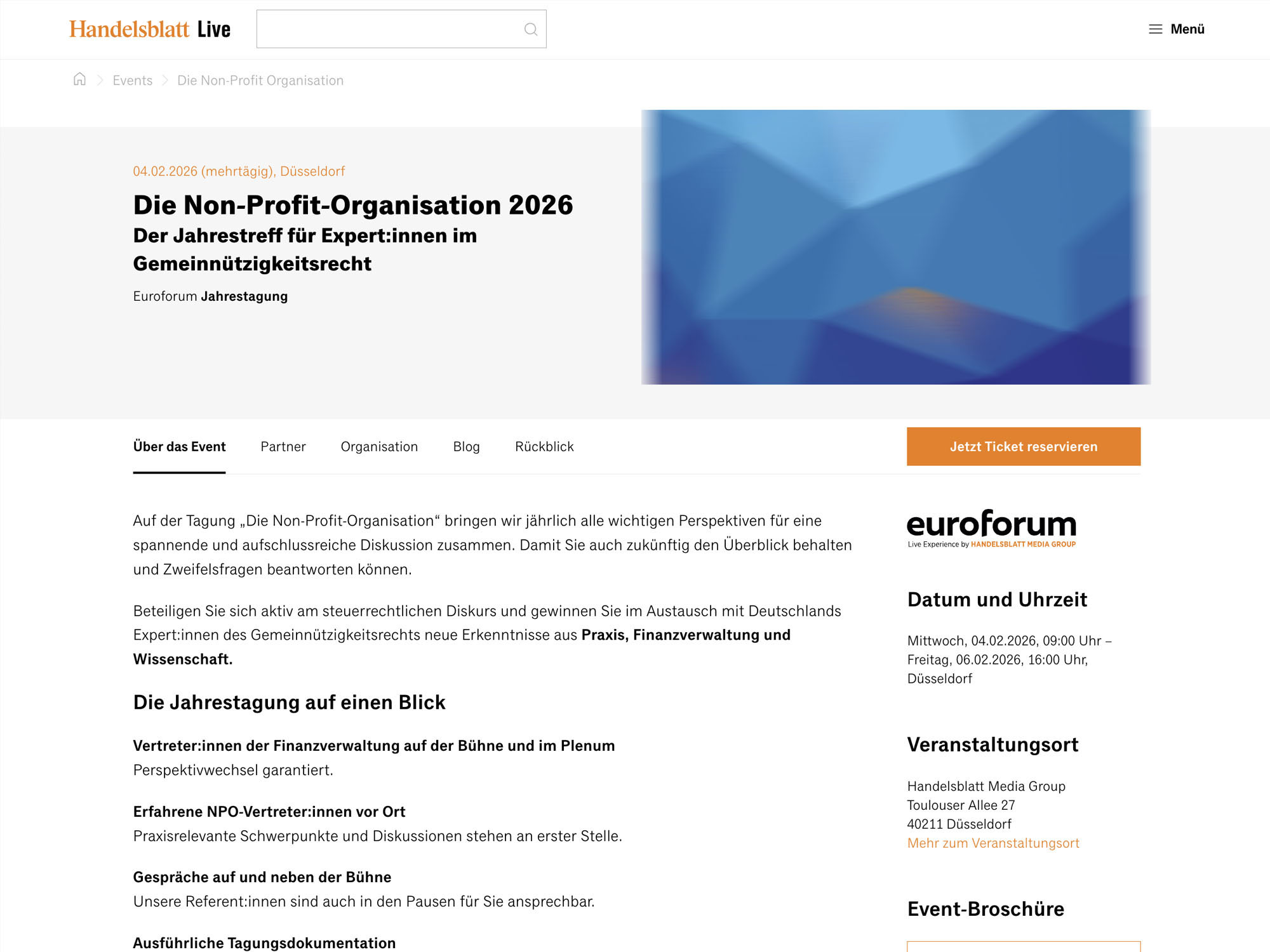 Die Non-Profit-Organisation 2026 - Euroforum Jahrestagung website