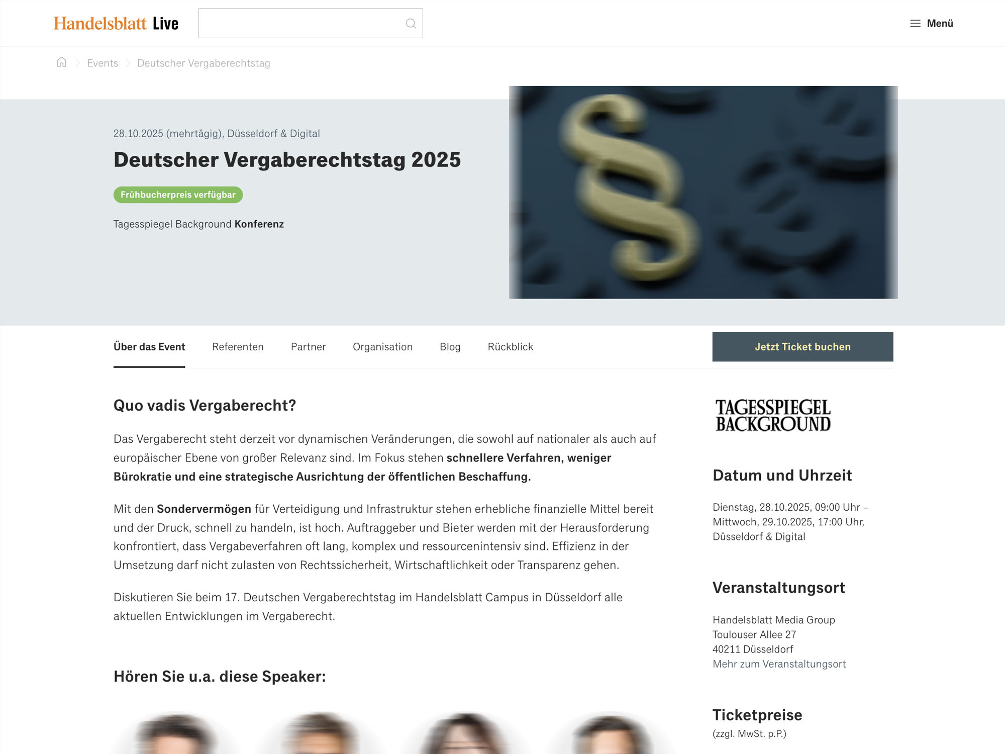 Deutscher Vergaberechtstag 2025 - Handelsblatt Jahrestagung website