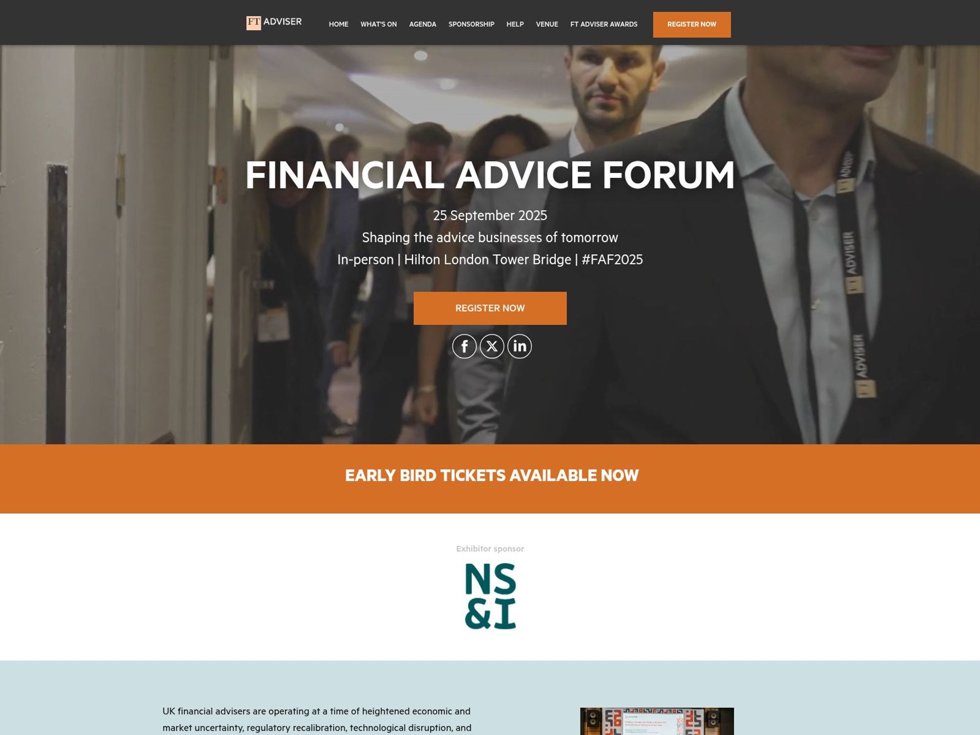 Financial Advice Forum 2025 - FT Live website