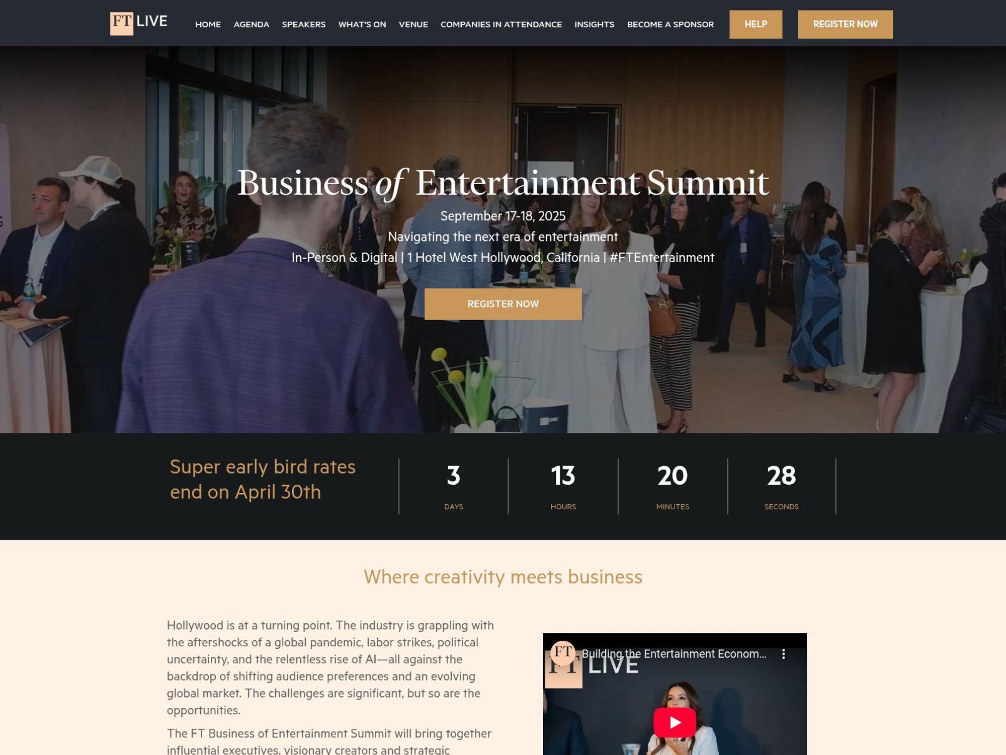 Business of Entertainment Summit 2025 - FT Live website