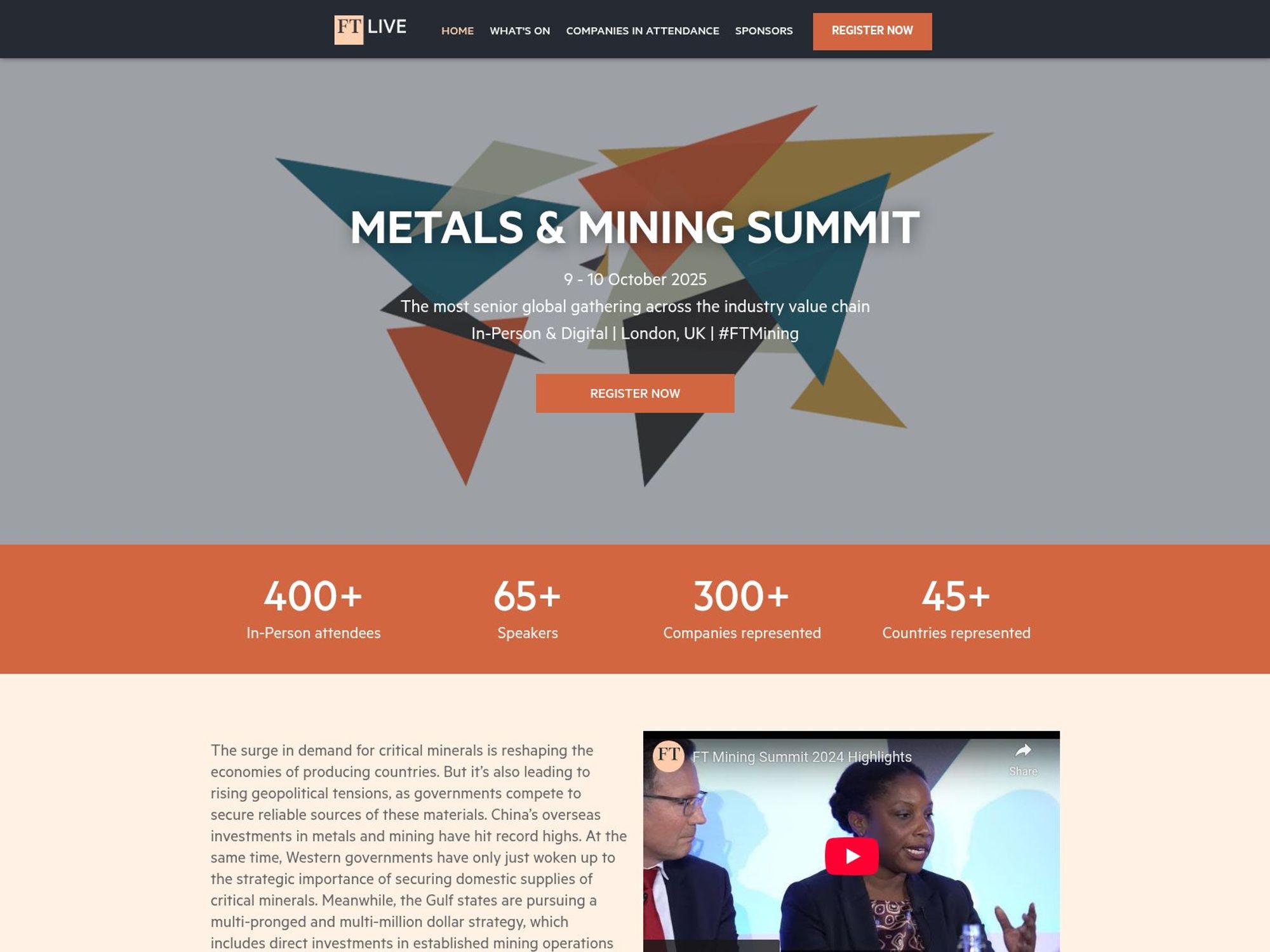 Metals & Mining Summit 2025 - FT Live website