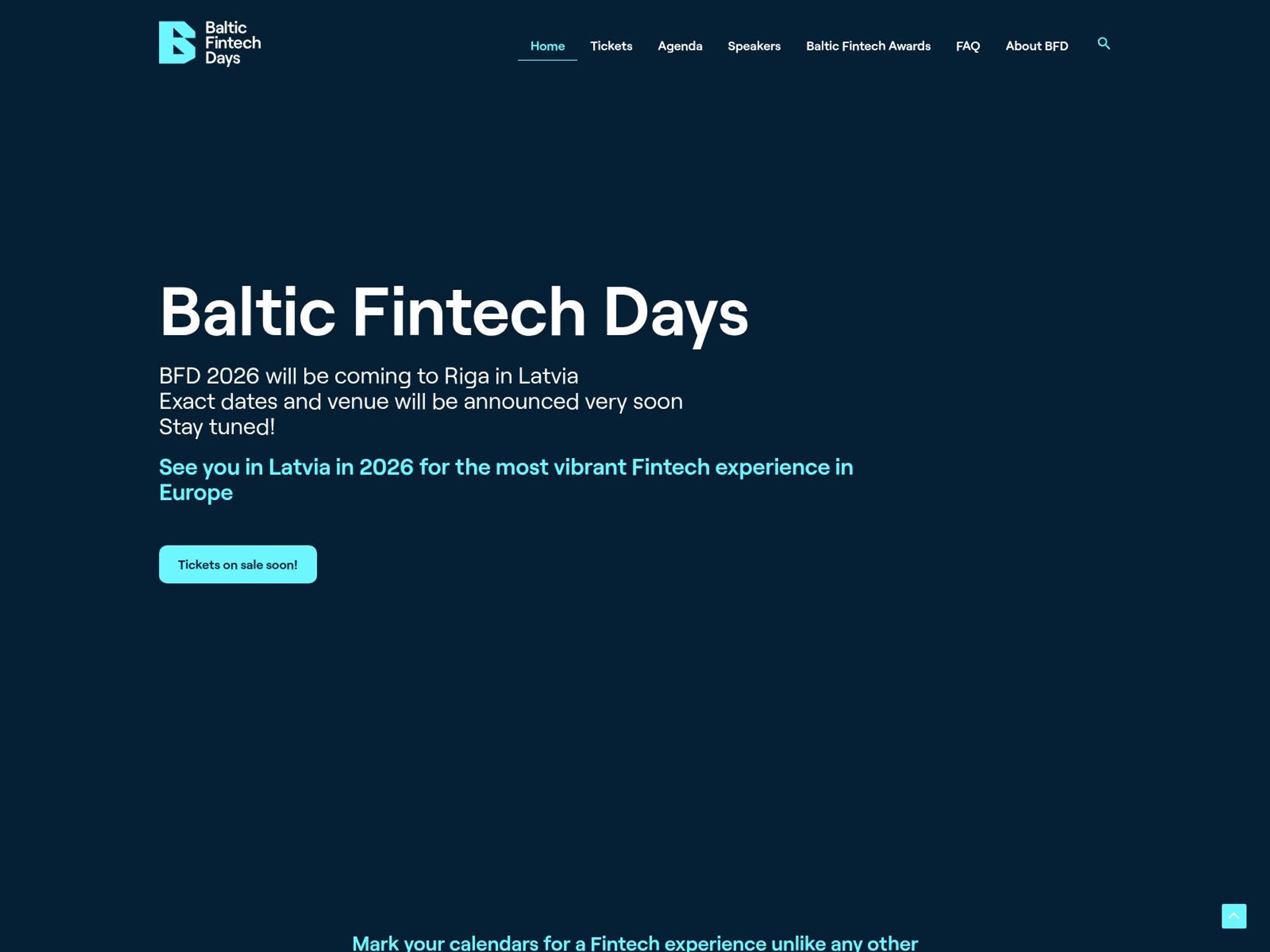 Baltic Fintech Days 2026 website