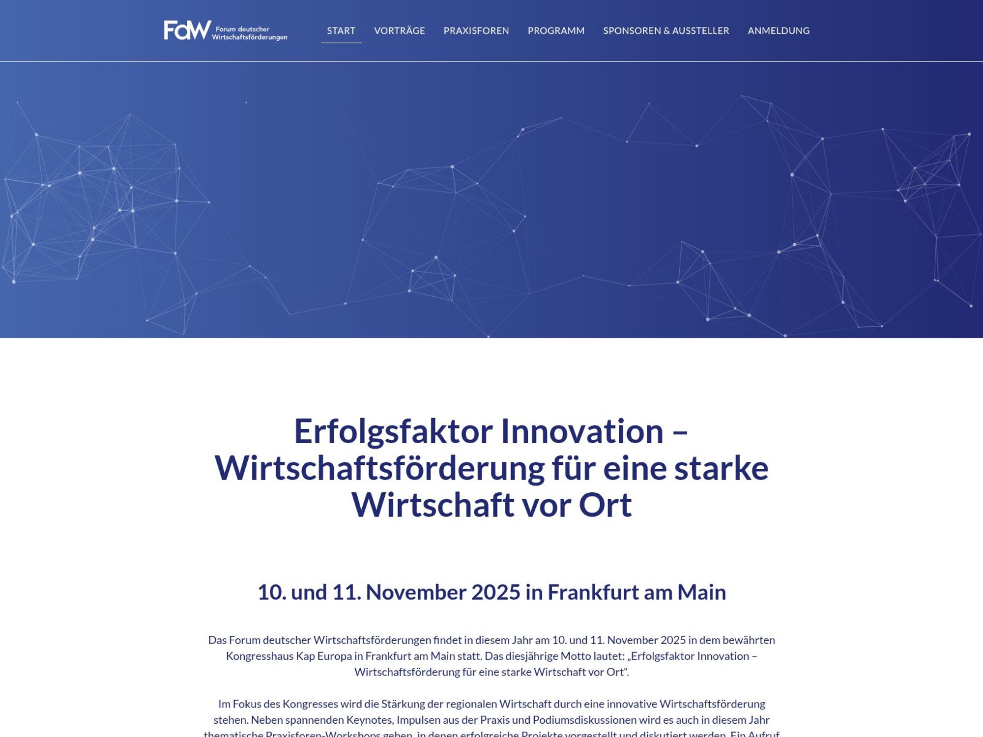 Forum Deutscher Wirtschaftsförderungen 2025 website