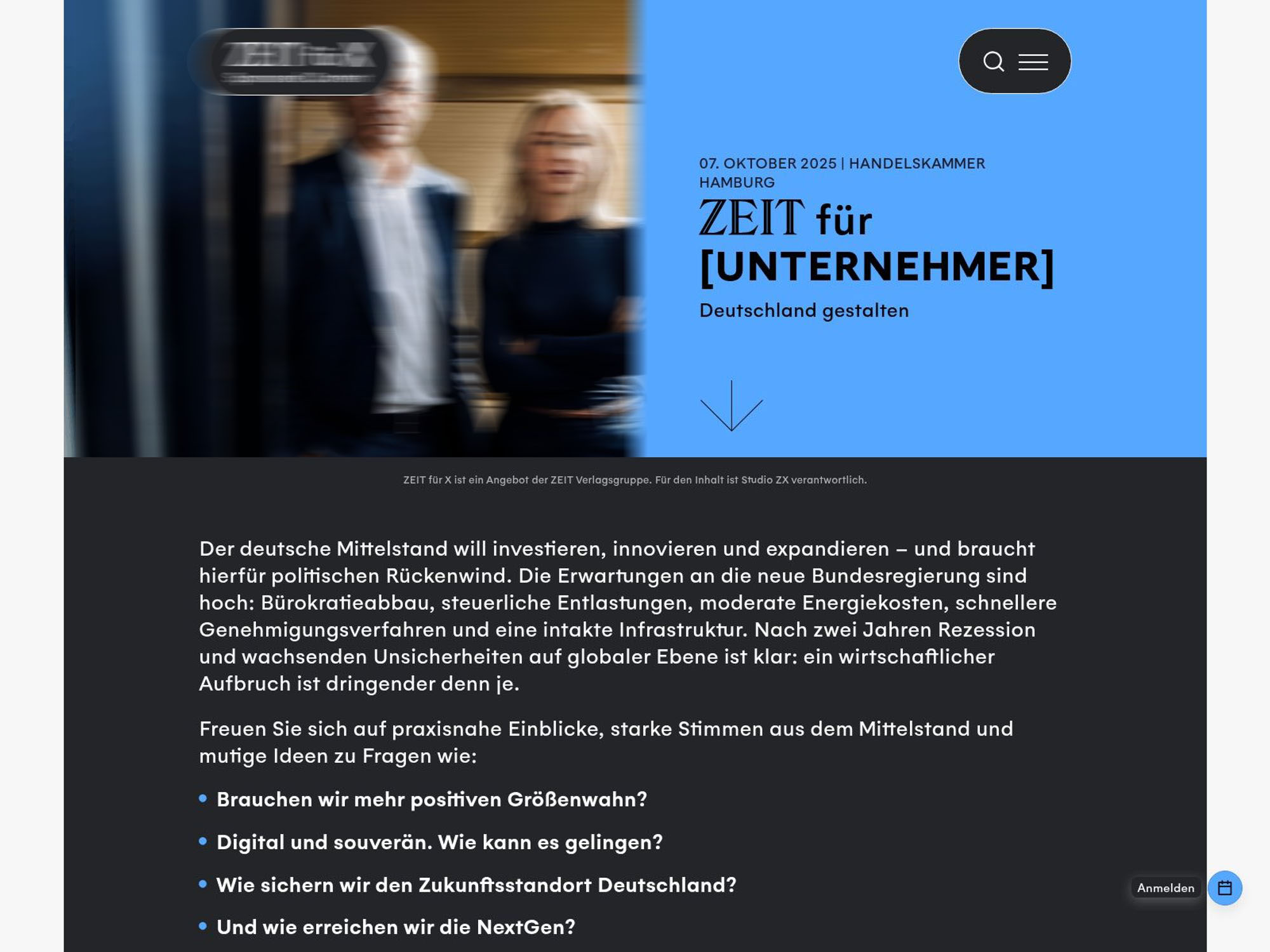 ZEIT für Unternehmer website