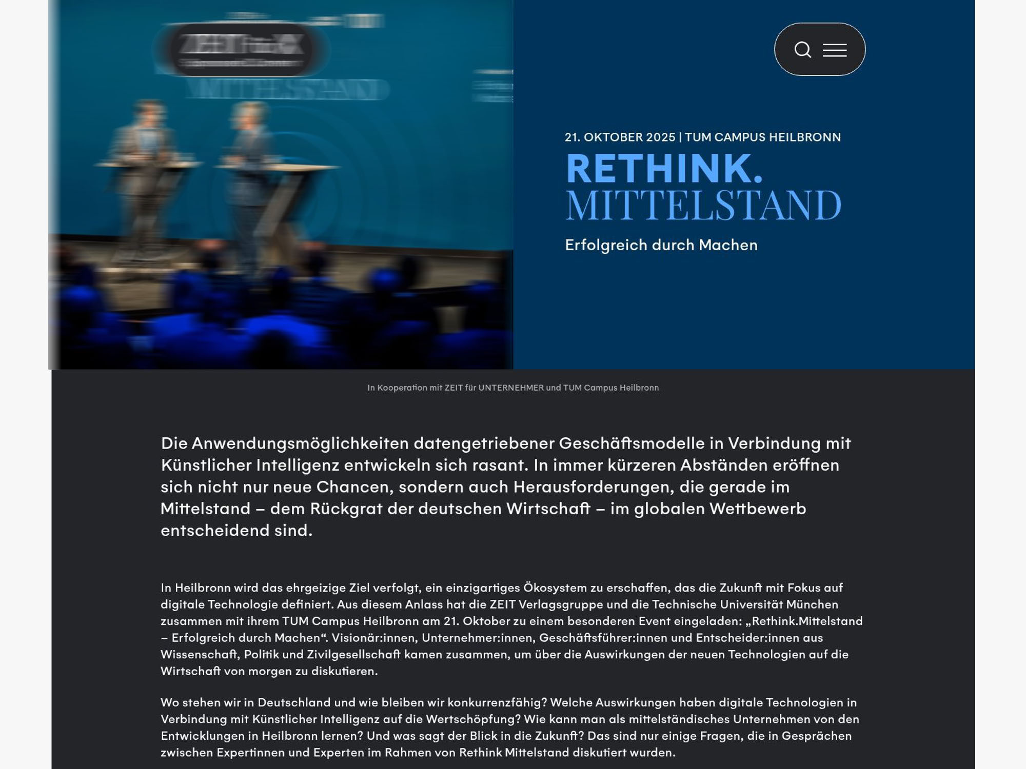 RETHINK. MITTELSTAND website
