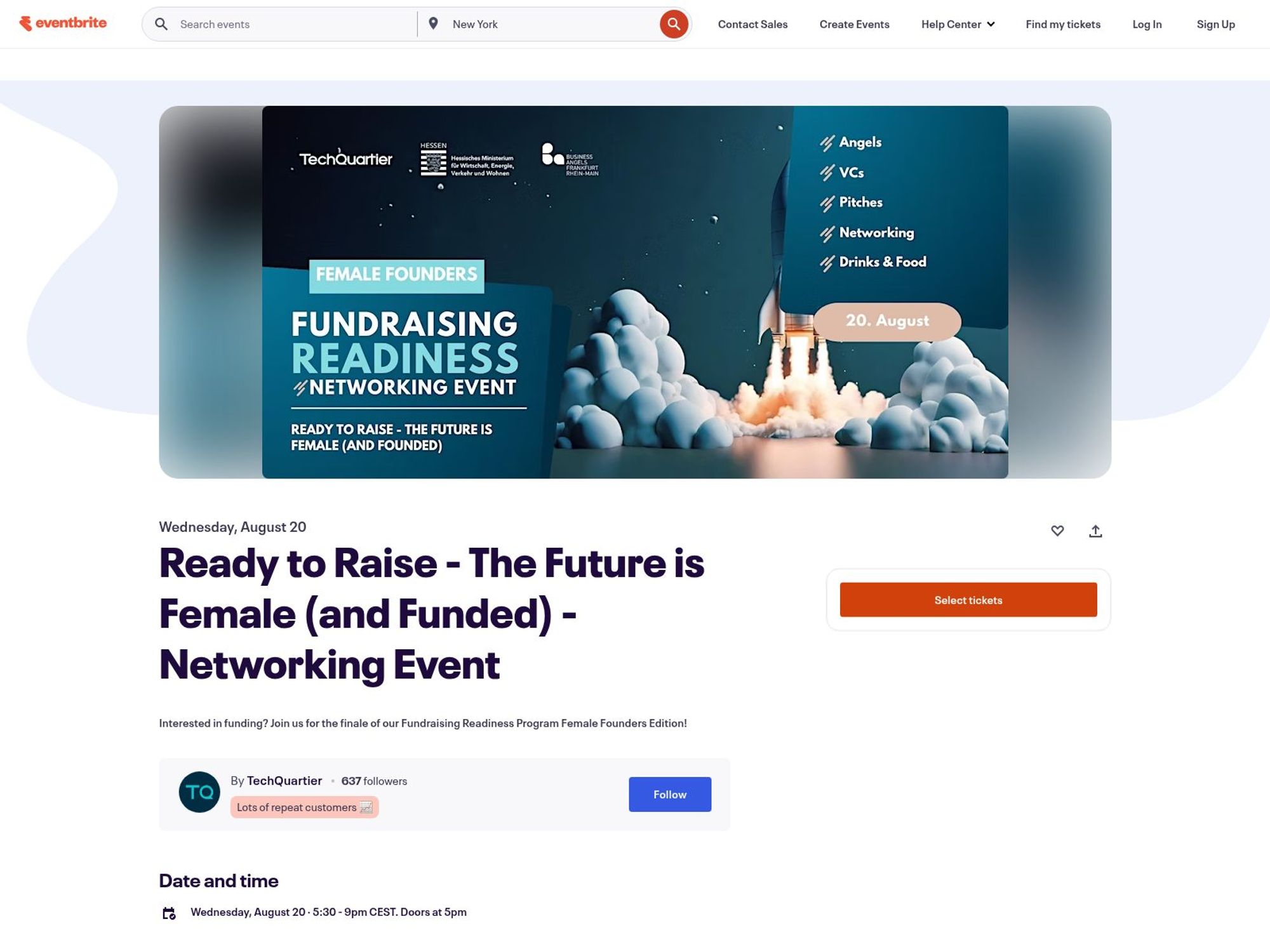 Ready to Raise - The Future is Female (and Funded) - Networking Event website