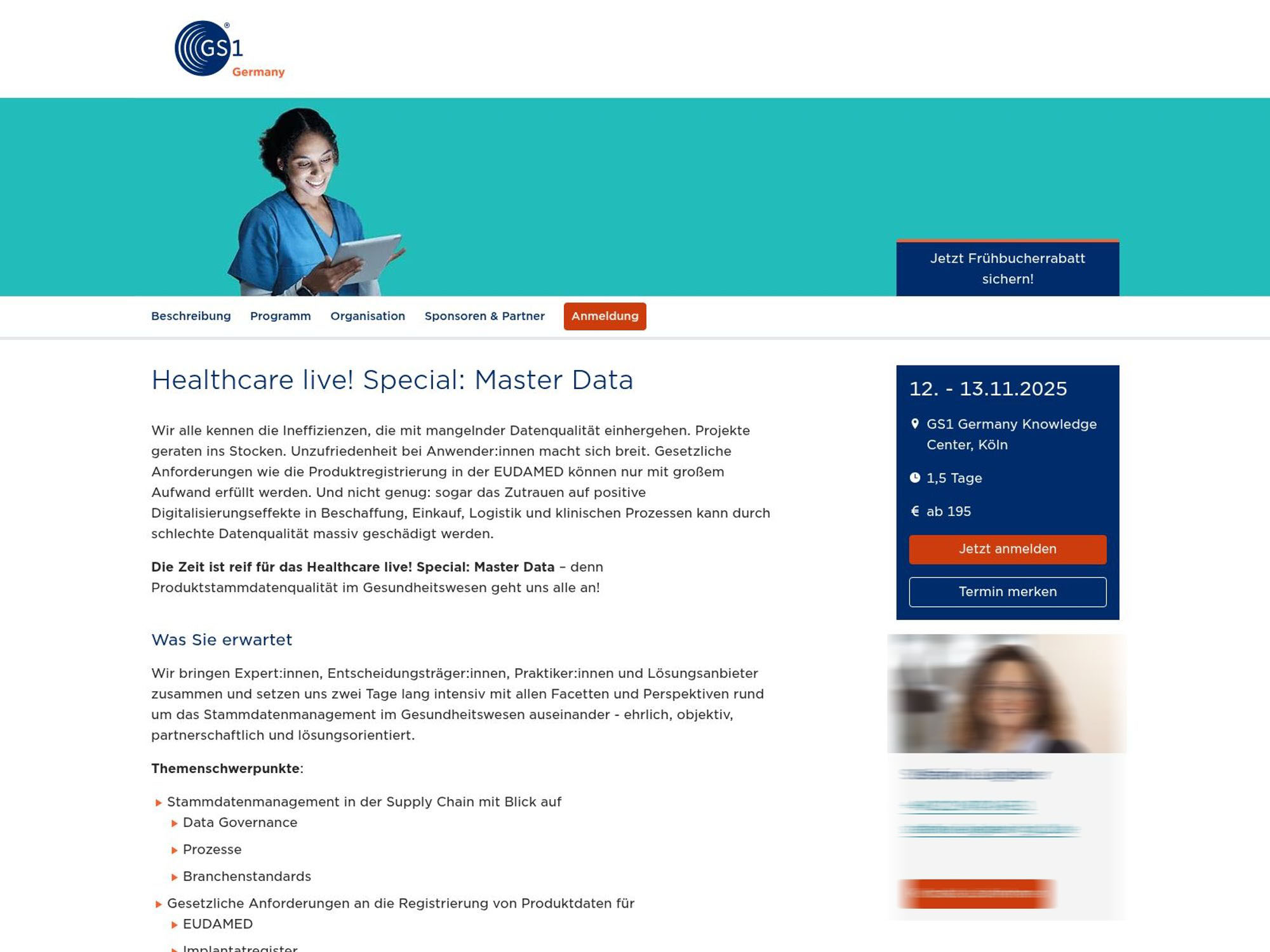 Healthcare live! Special: Master Data website