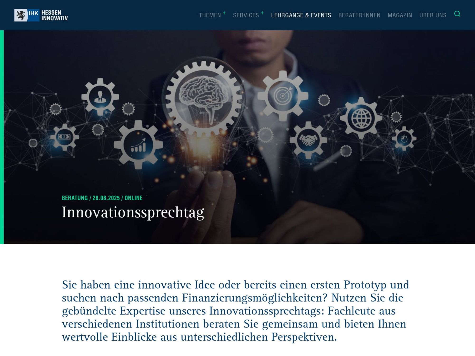 IHK Innovationssprechtag website