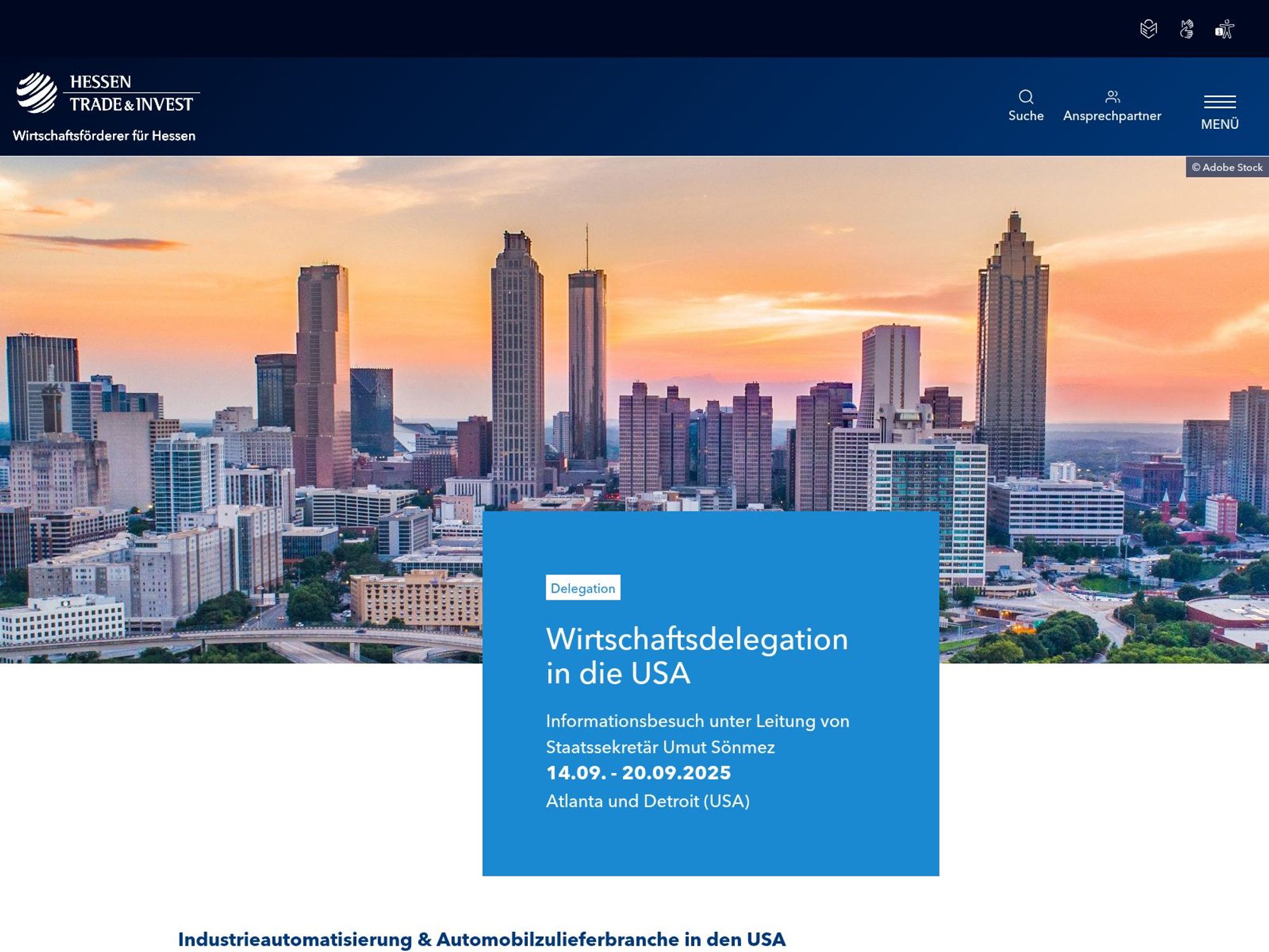 Wirtschaftsdelegation in die USA website