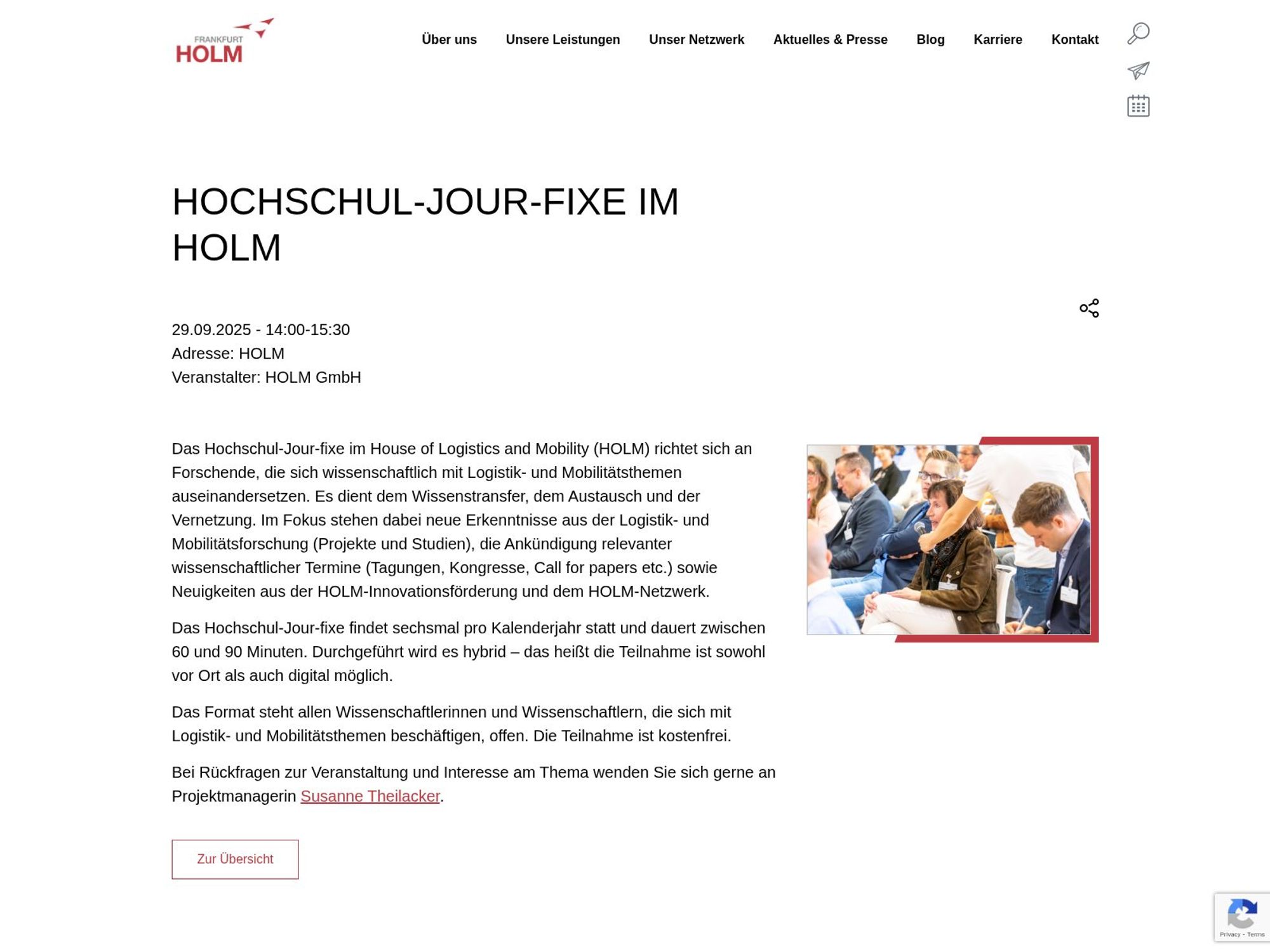 Hochschul Jour Fixe im HOLM website