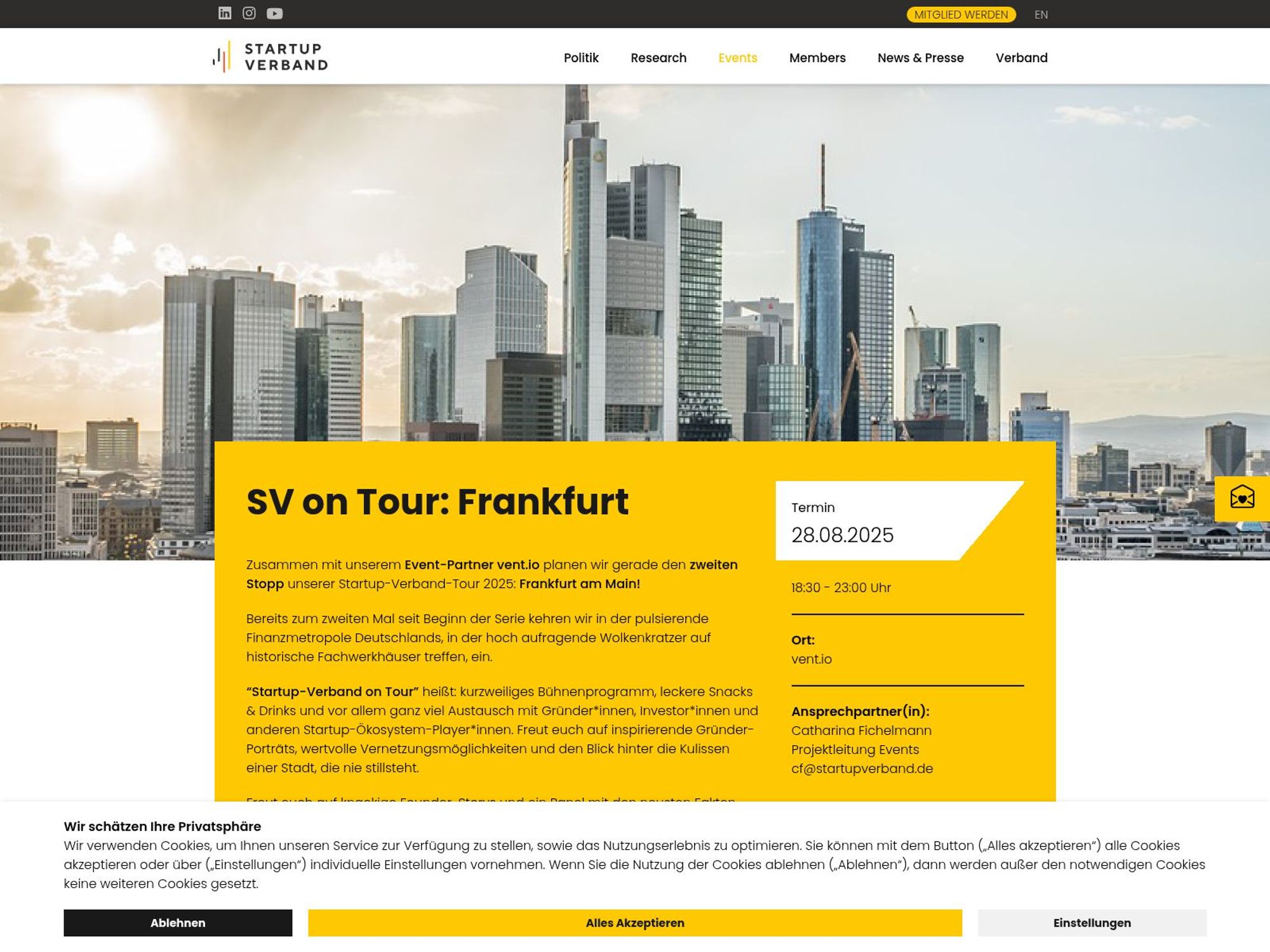 SV on Tour: Frankfurt website