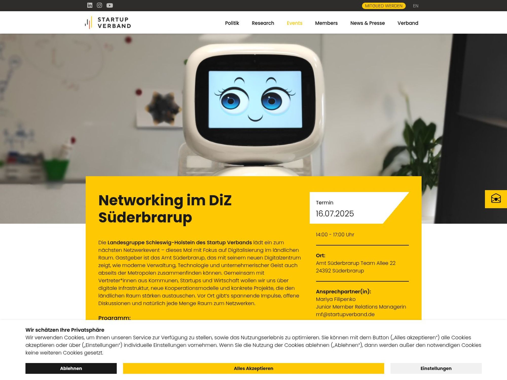 Startup-Verband Networking im DiZ Süderbrarup website