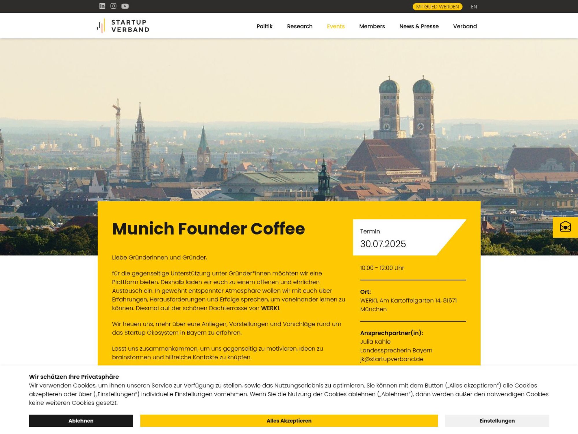 SV Munich Founder Coffee website