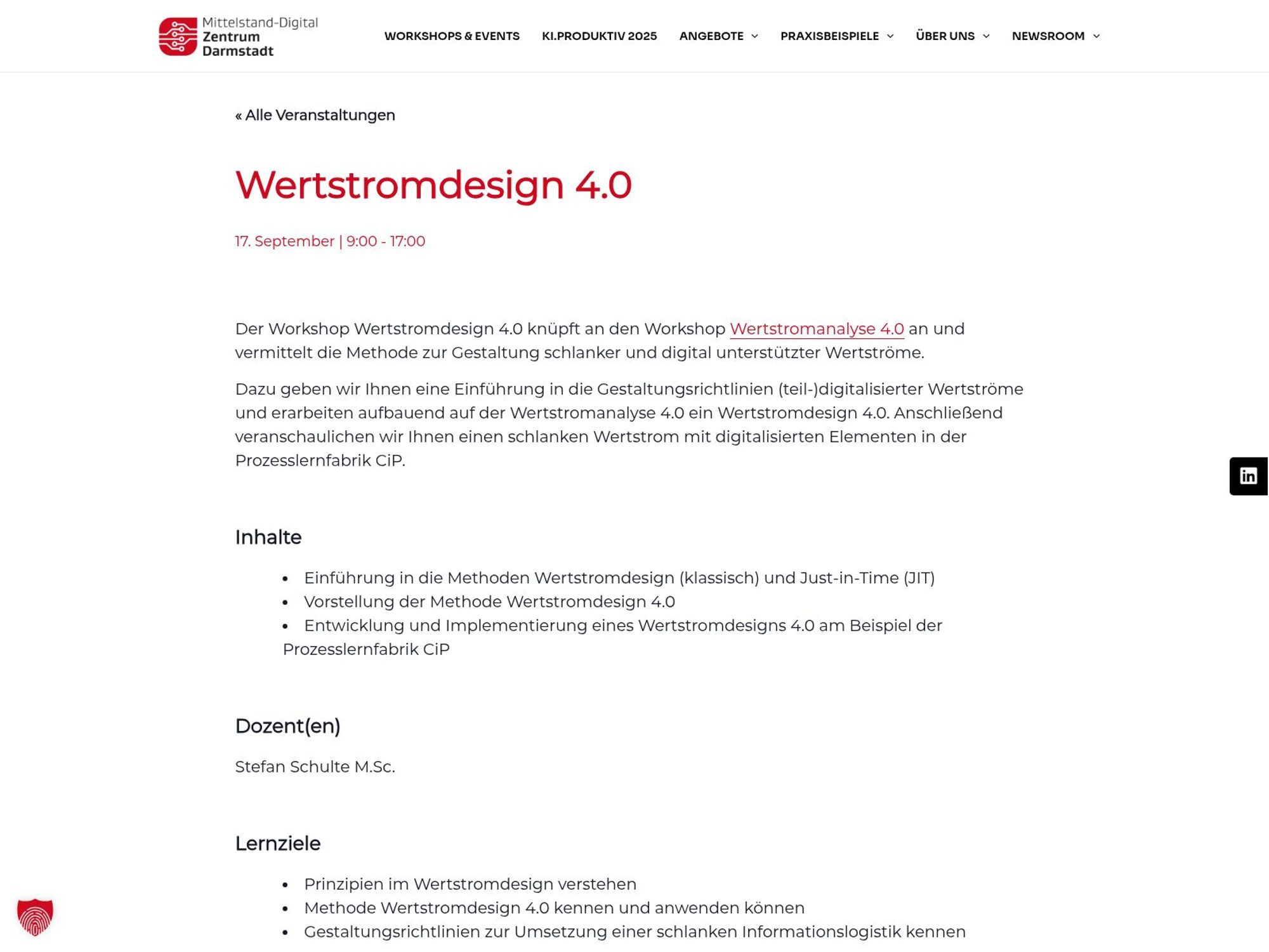 Wertstromdesign 4.0 website