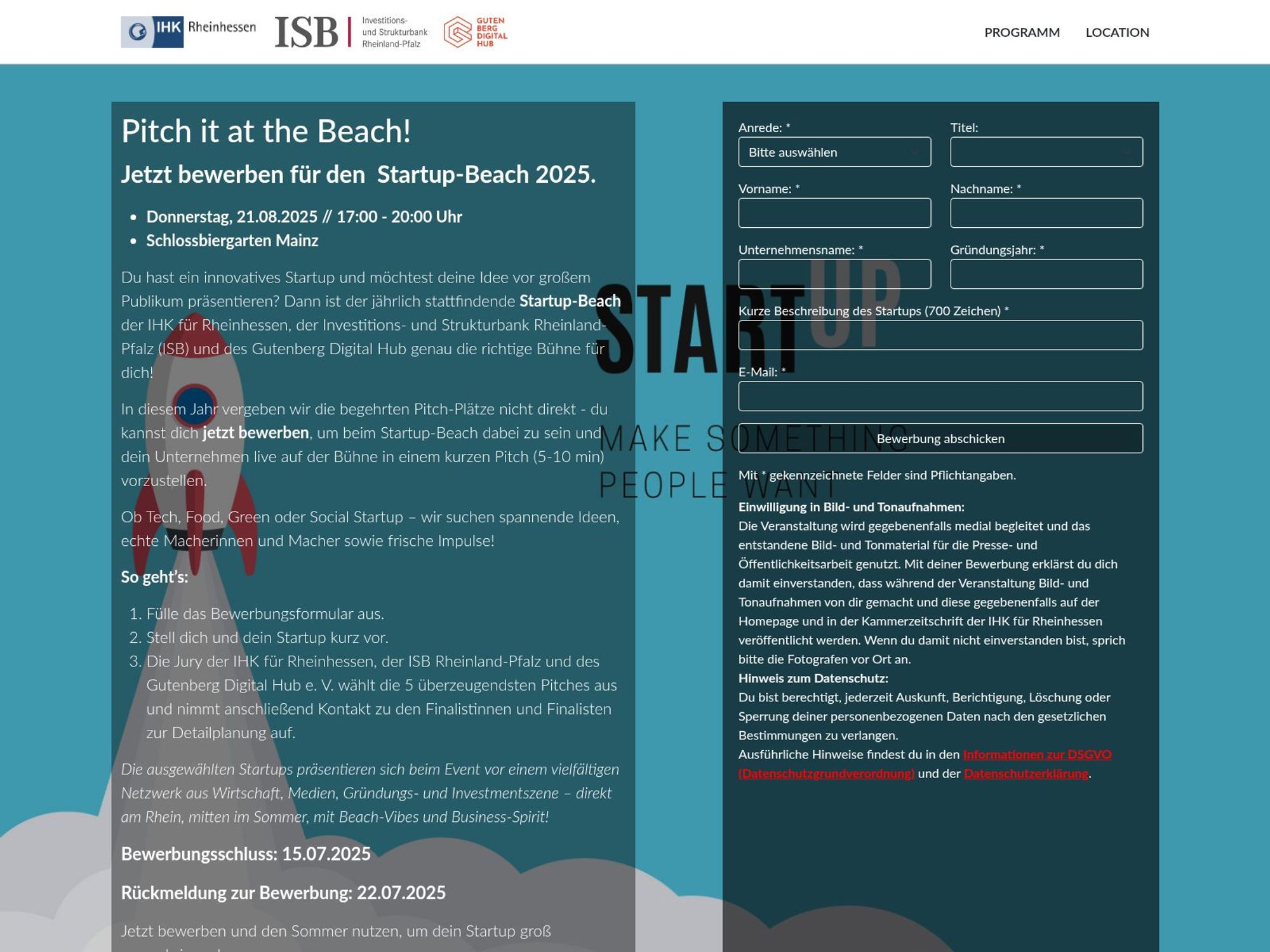 Pitch it at the Beach! website